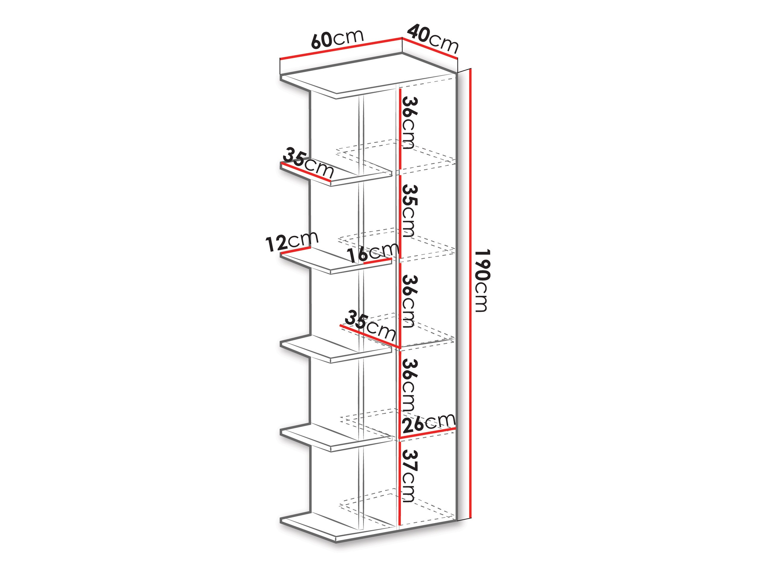 Regal Camteso 103 (Bela + Hrast + Turkizna)