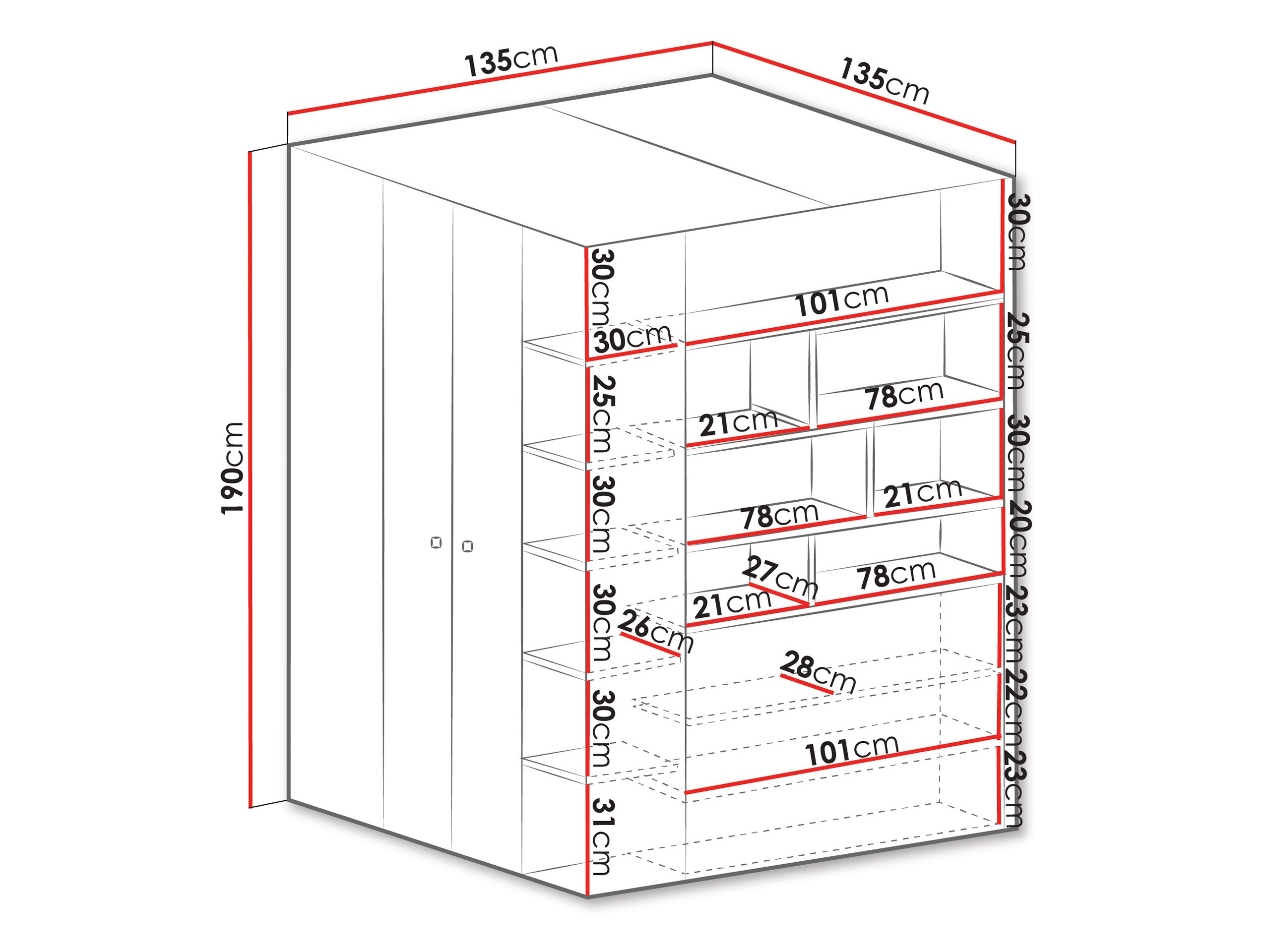 Kotna omara Camteso 113 (Bela + Hrast + Turkizna)