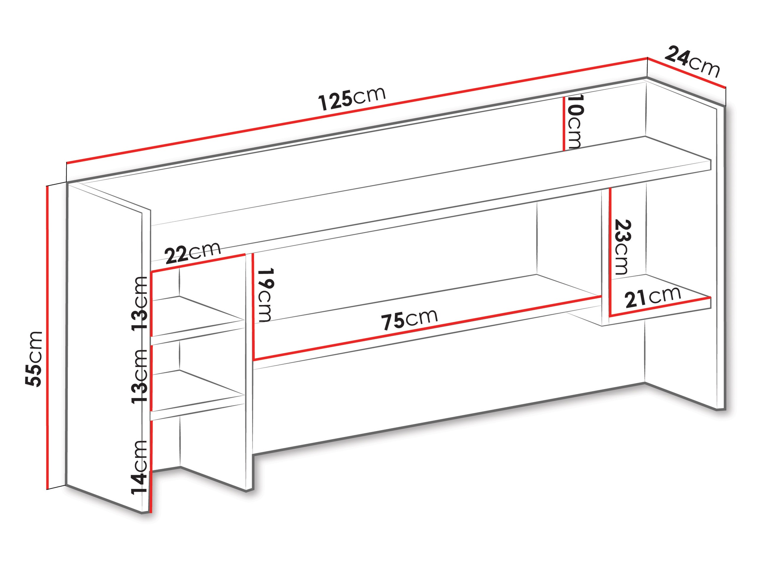 Stenska polica Camteso 109 (Bela + Hrast + Turkizna)