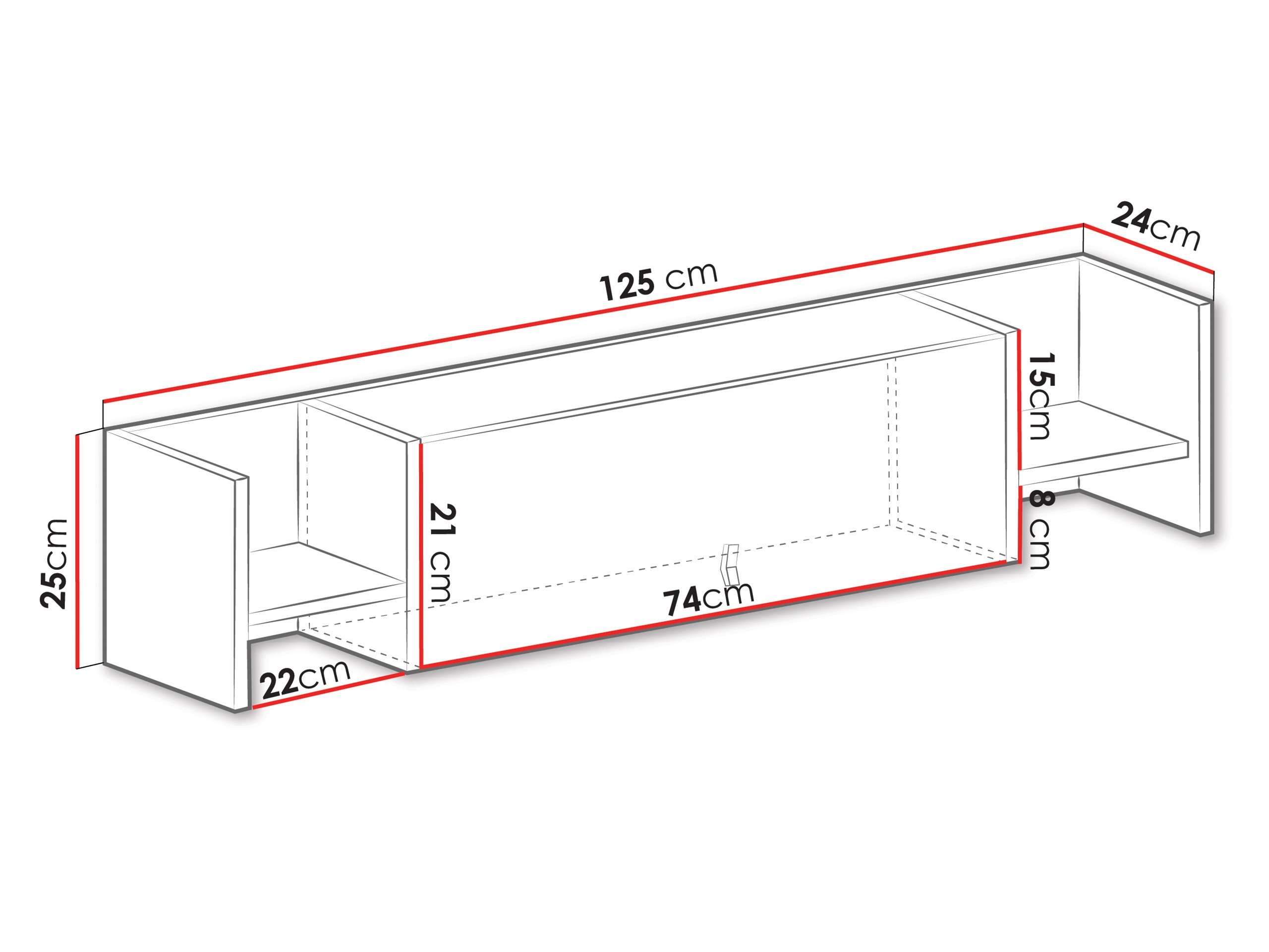 Stenska polica Camteso 110 (Bela + Hrast + Turkizna)