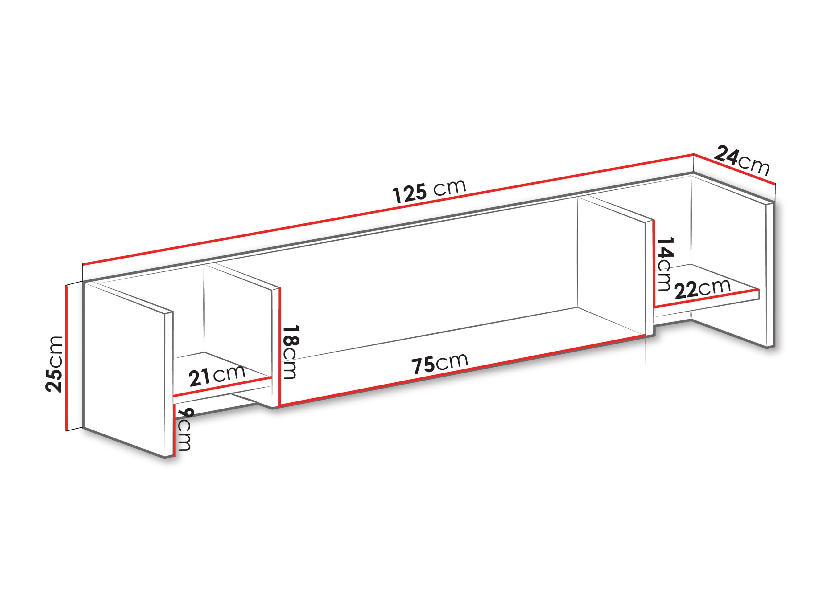 Stenska polica Camteso 111 (Bela + Hrast + Turkizna)