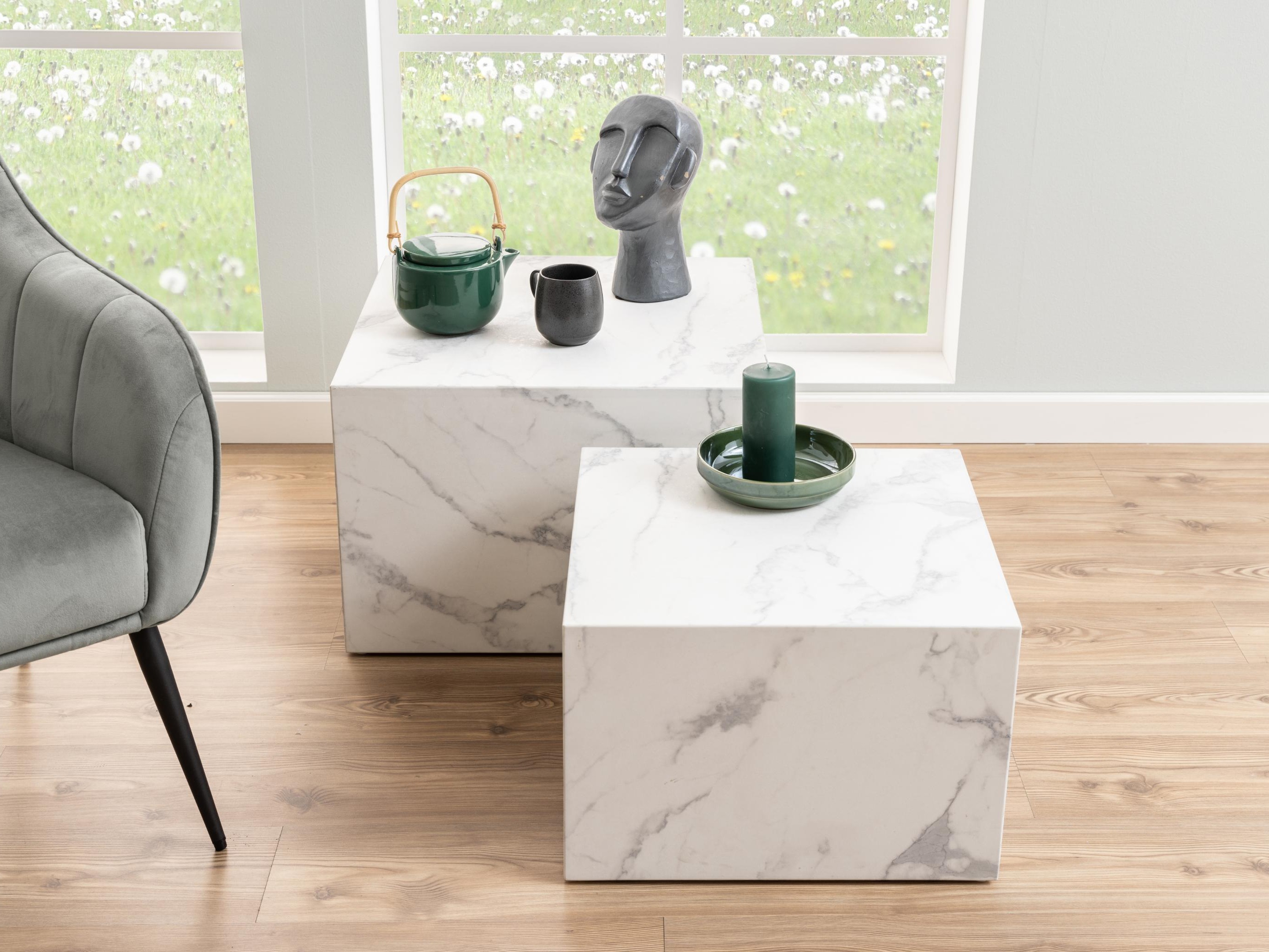 Komplet klubskih mizic Norsica 603 (Beli marmor)