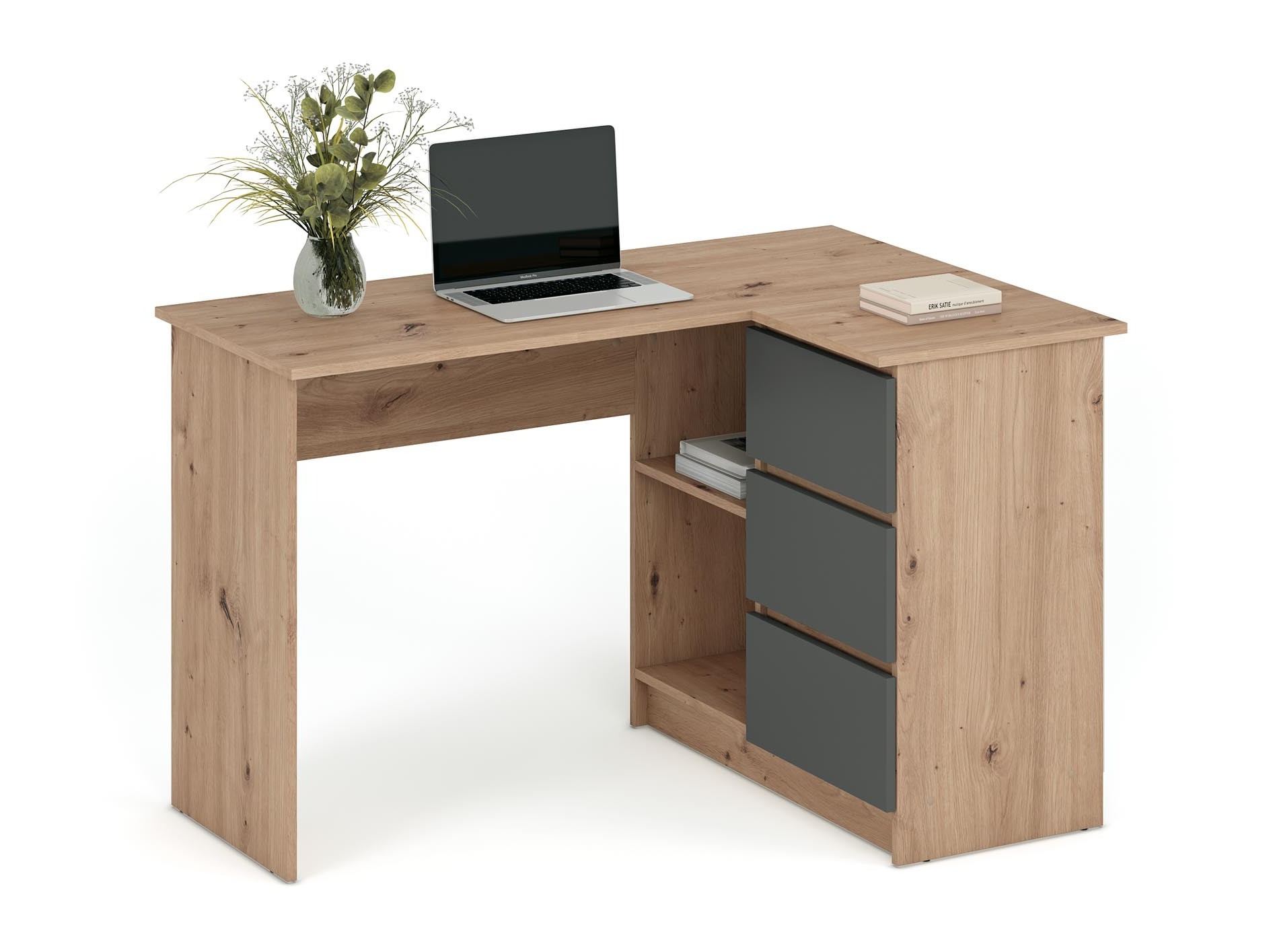 Kotna pisalna miza Houston 1950 (Grafit + Artisan hrast)