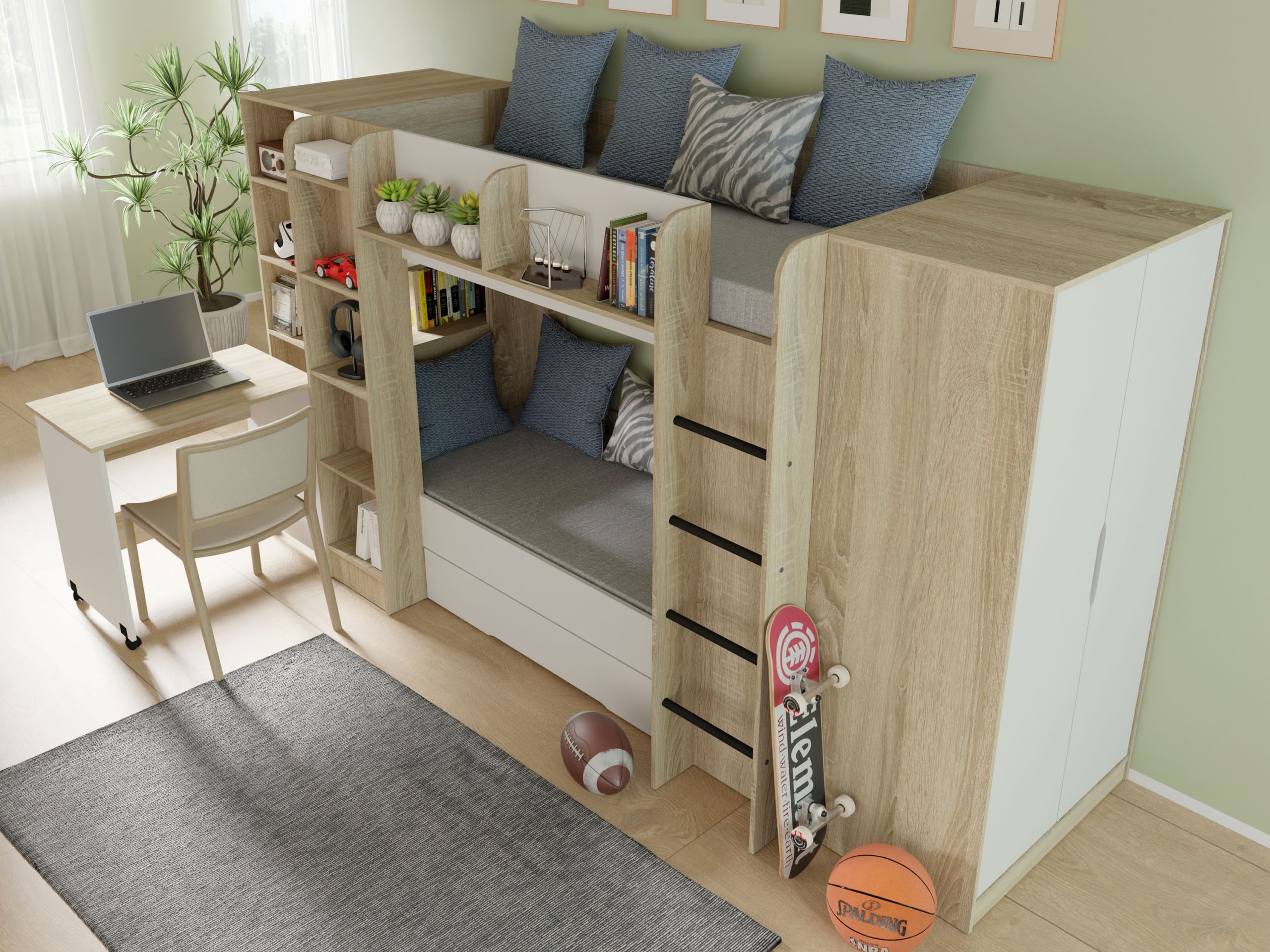 Pisalna miza Elitenu 100 (Sonoma hrast + Bela)