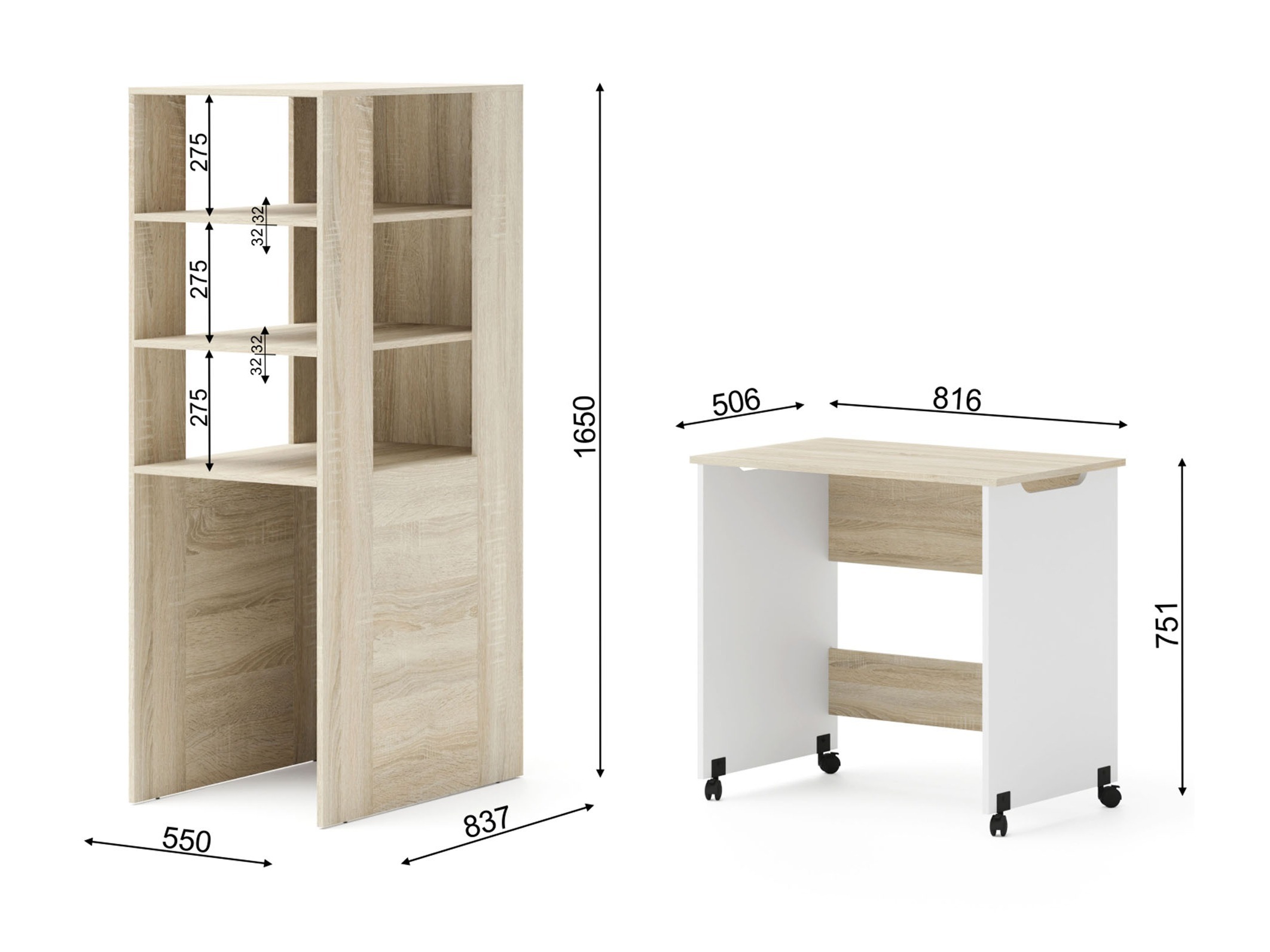 Komplet pohištva za otroško sobo Elitenu 104 (Sonoma hrast + Bela)