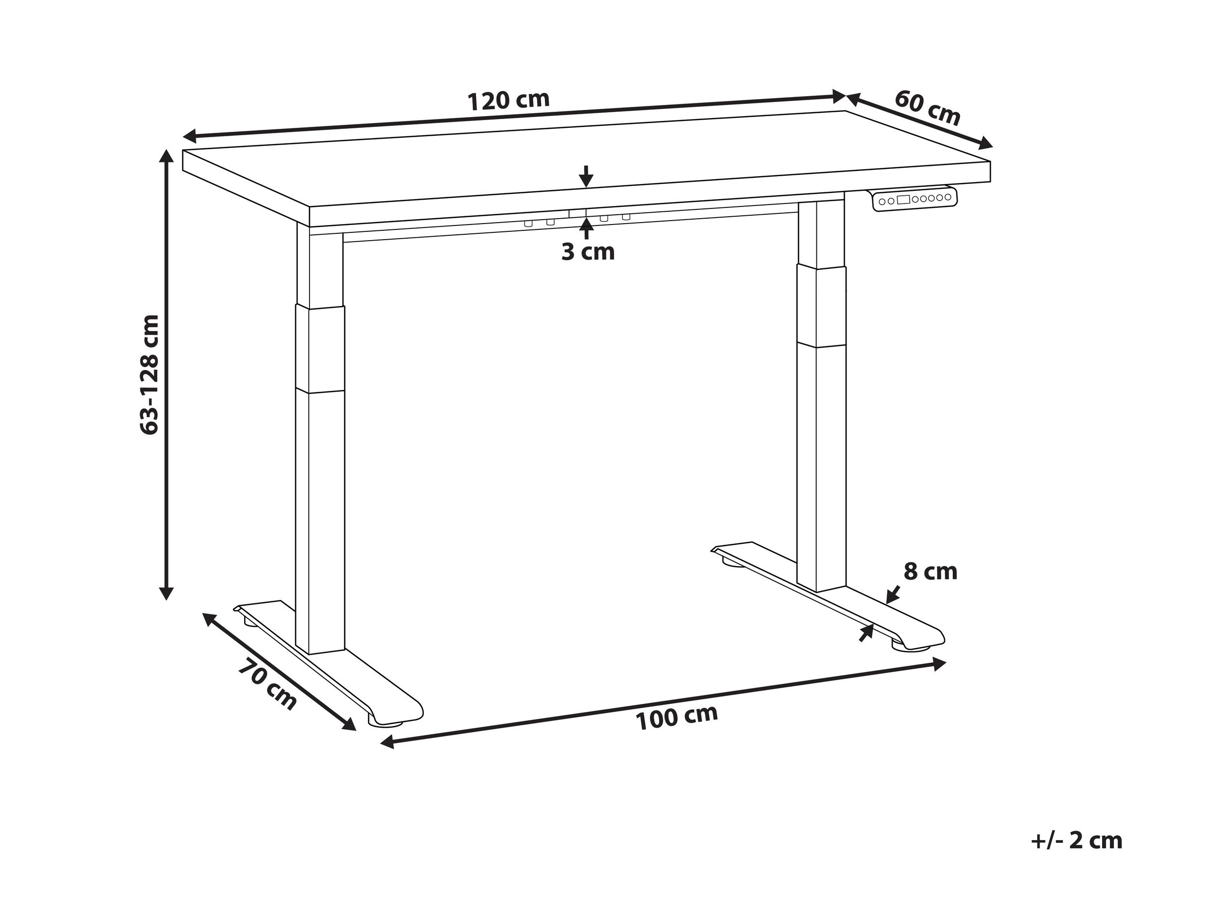 Dvižna pisalna miza Berwyn 2863 (Svetel les + Bela)