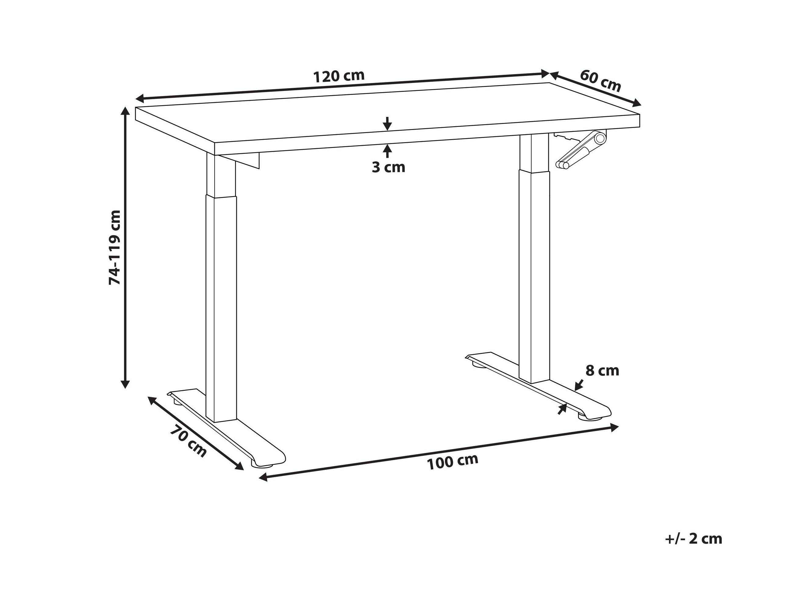 Dvižna pisalna miza Berwyn 2864 (Svetel les + Črna)