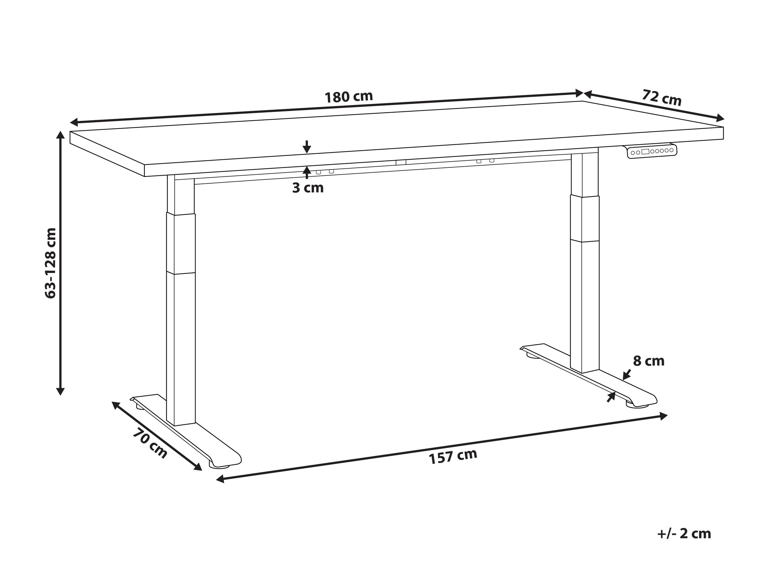 Dvižna pisalna miza Berwyn 2865 (Svetel les + Bela)