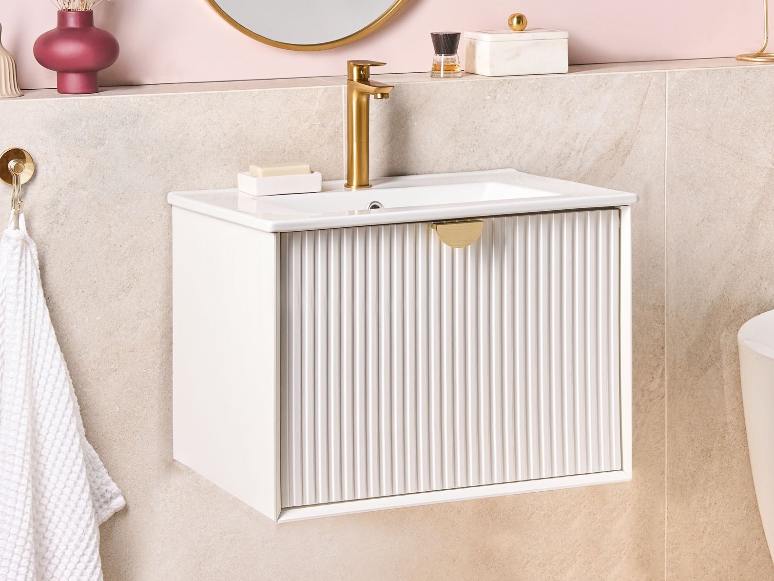 Viseča kopalniška omarica za umivalnik Berwyn 2870 (Bela)