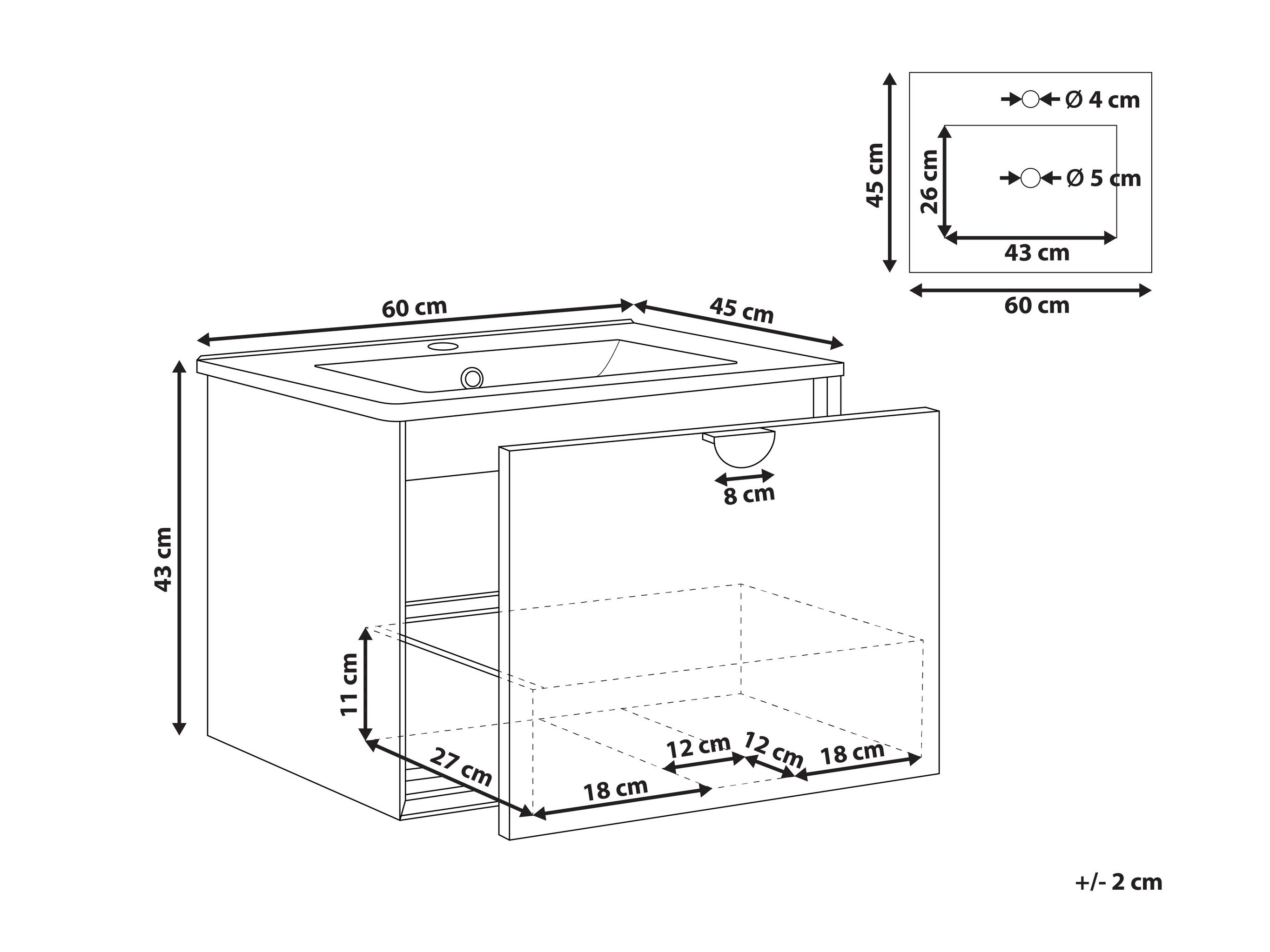 Viseča kopalniška omarica za umivalnik Berwyn 2870 (Bela)