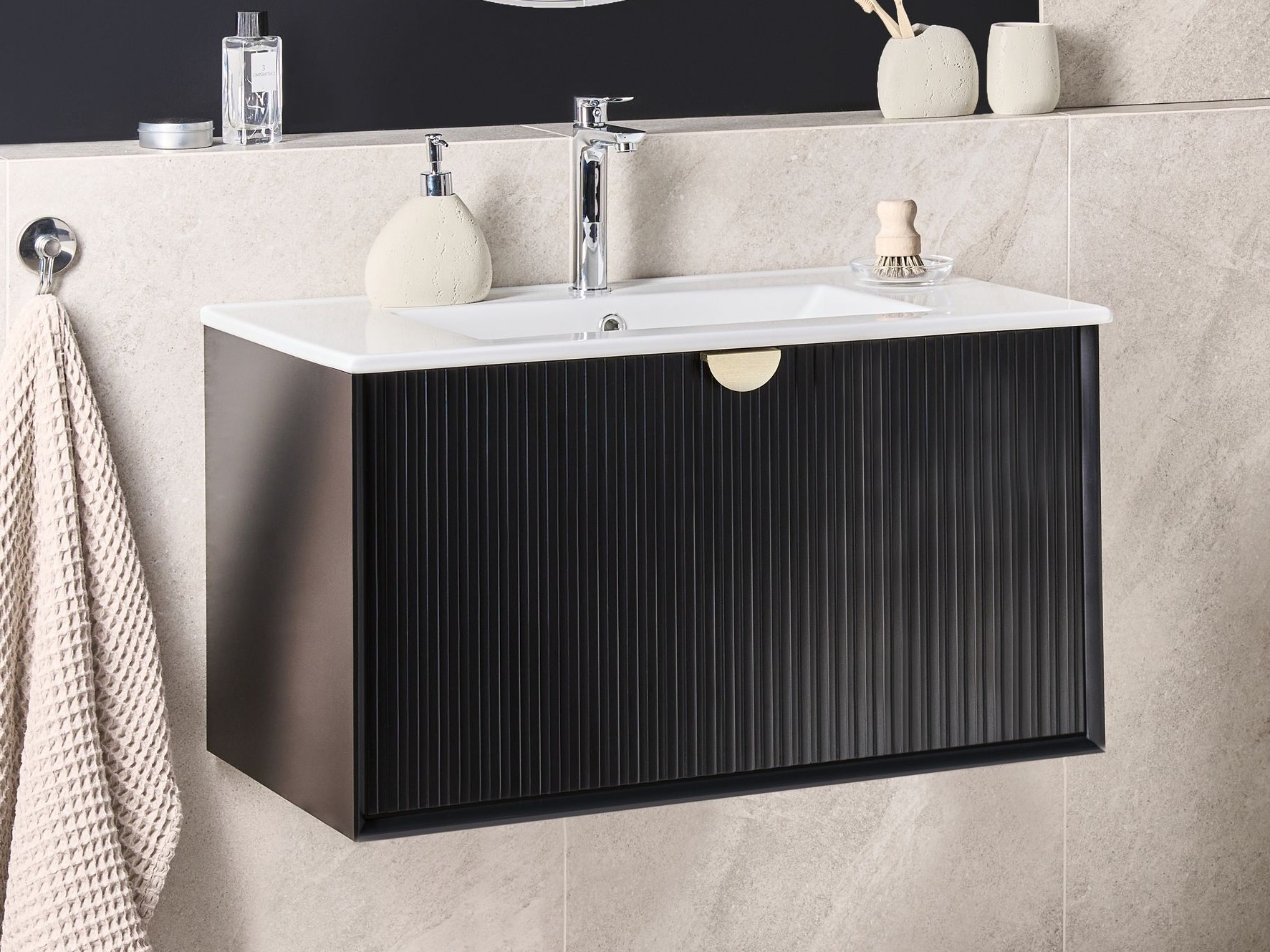 Viseča kopalniška omarica za umivalnik Berwyn 2871 (Črna)