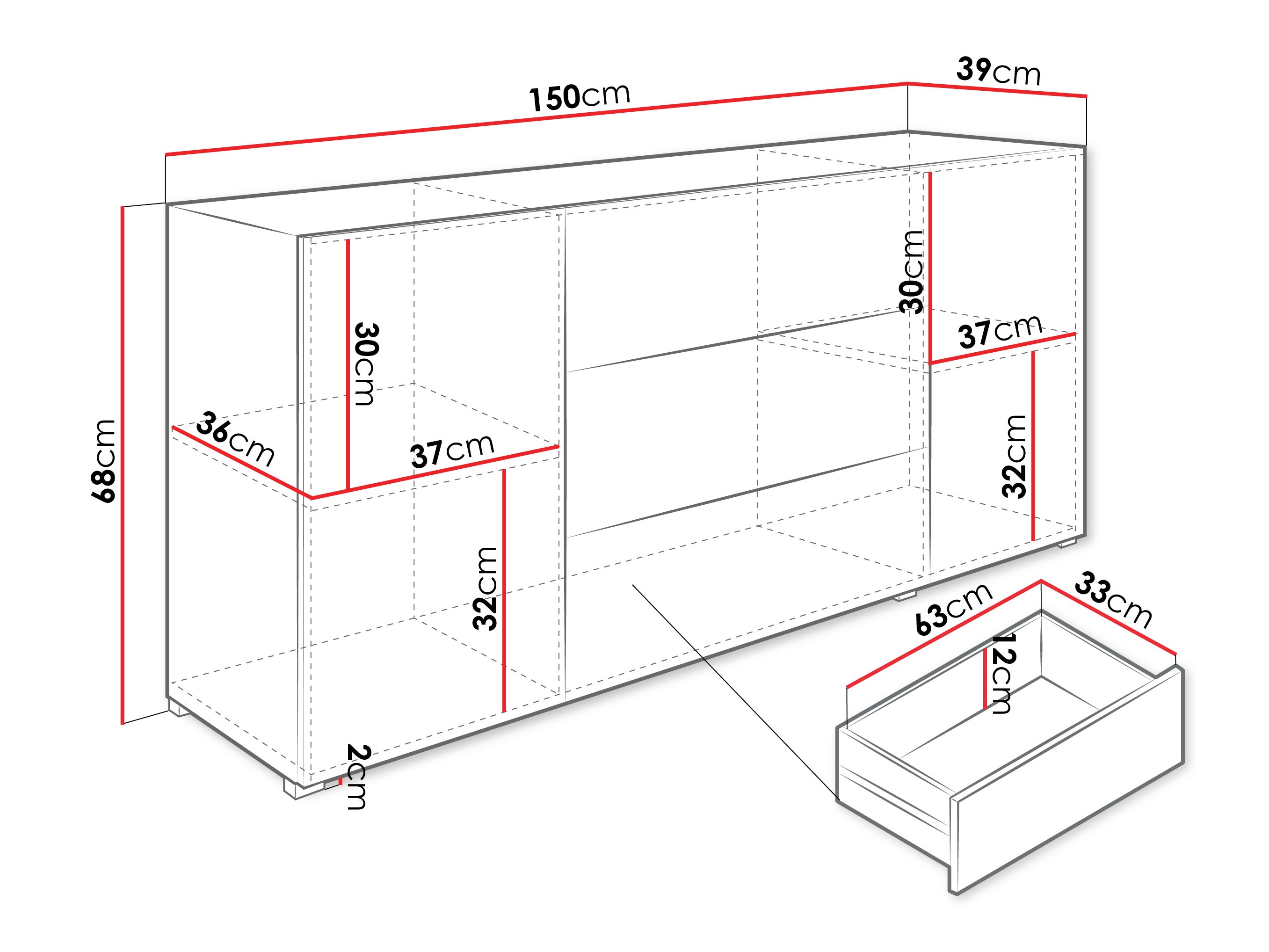 Komoda Sarasota 191 (Bela + Sijaj bela)
