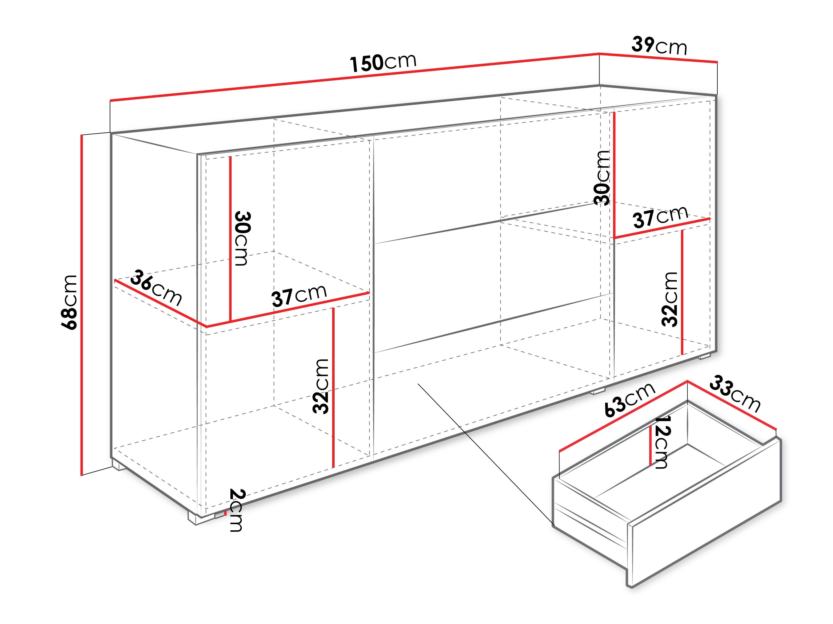 Komoda Sarasota 191 (Wotan hrast + Grafit)