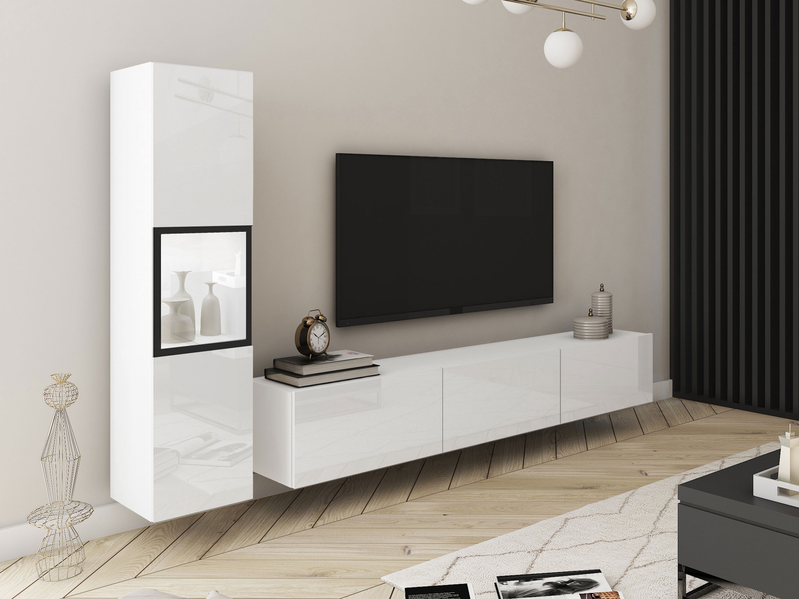 Komplet za dnevno sobo Sarasota 192 (Bela + Sijaj bela)