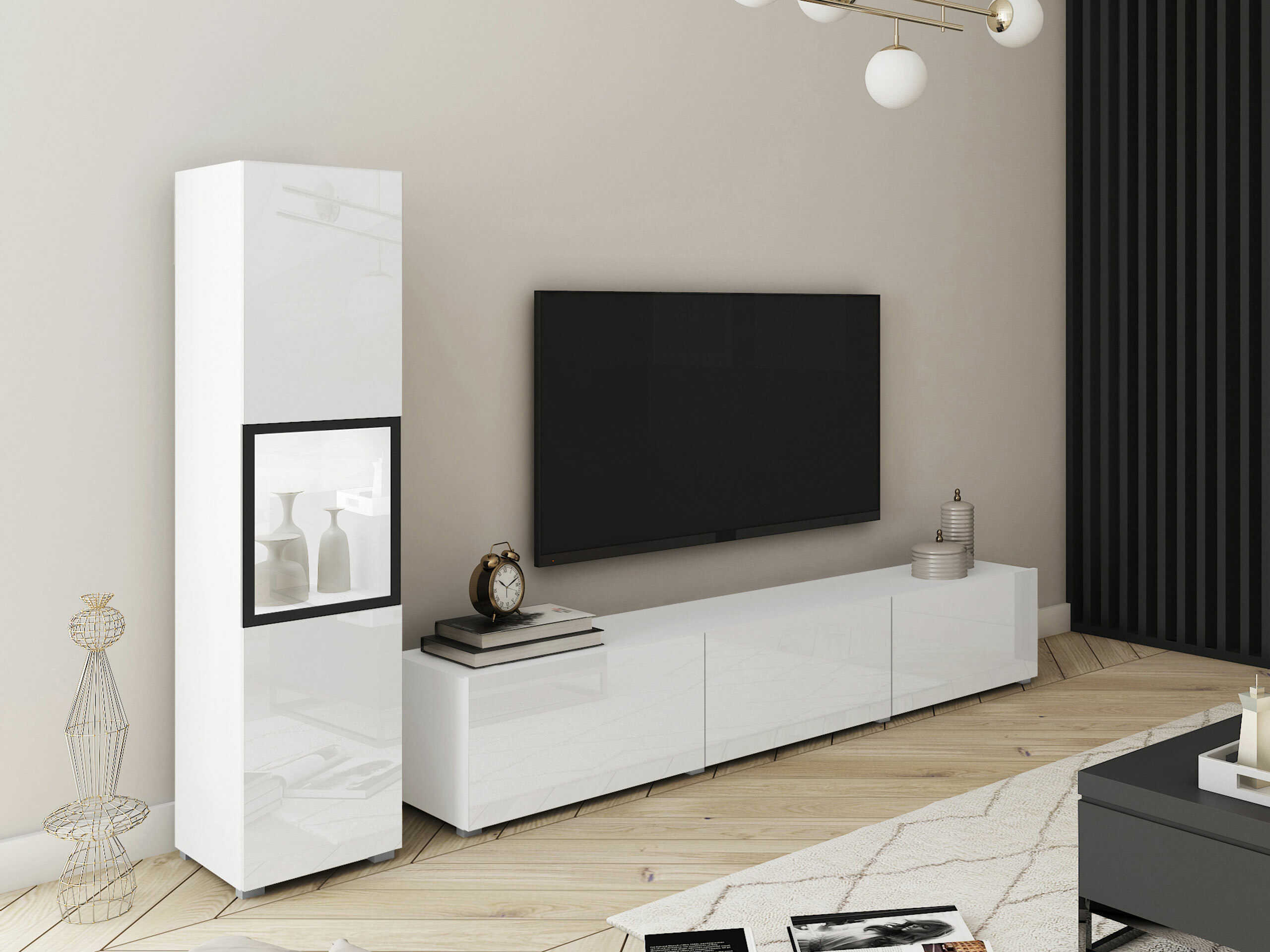 Komplet za dnevno sobo Sarasota 192 (Bela + Sijaj bela)