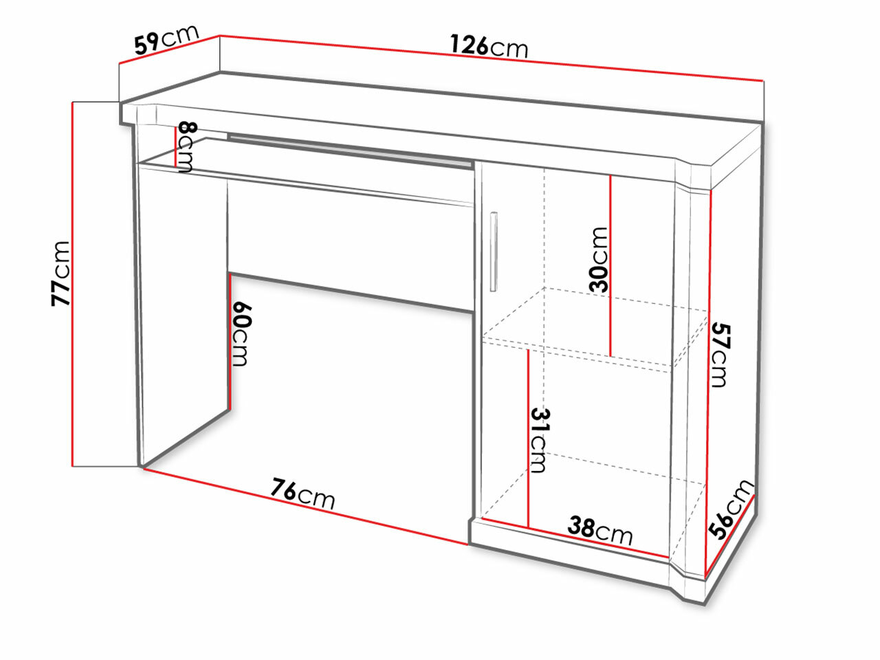 Pisalna miza Lorelie 112 (Tartuf hrast)