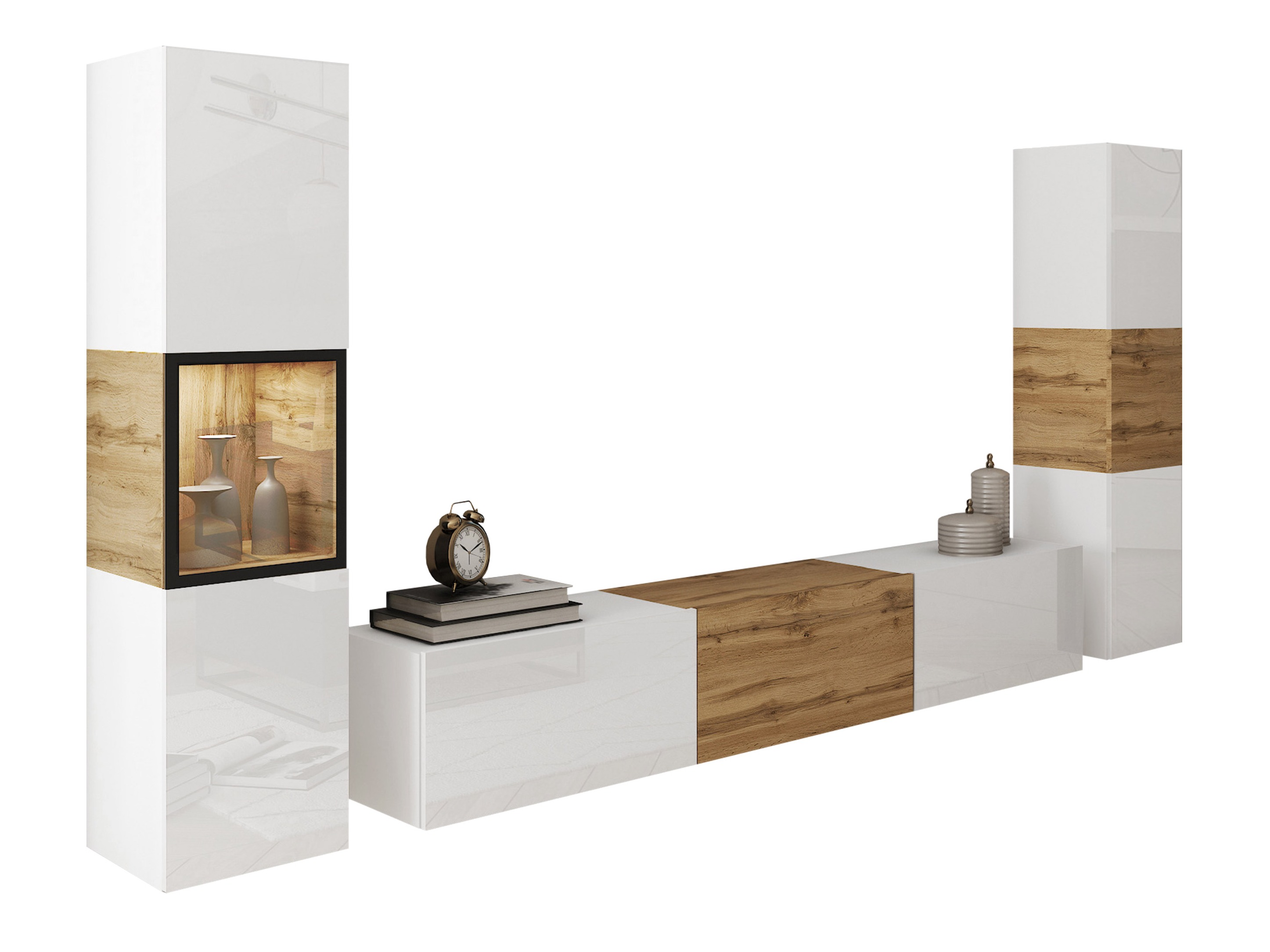 Komplet za dnevno sobo Sarasota 193 (Bela + Wotan hrast)