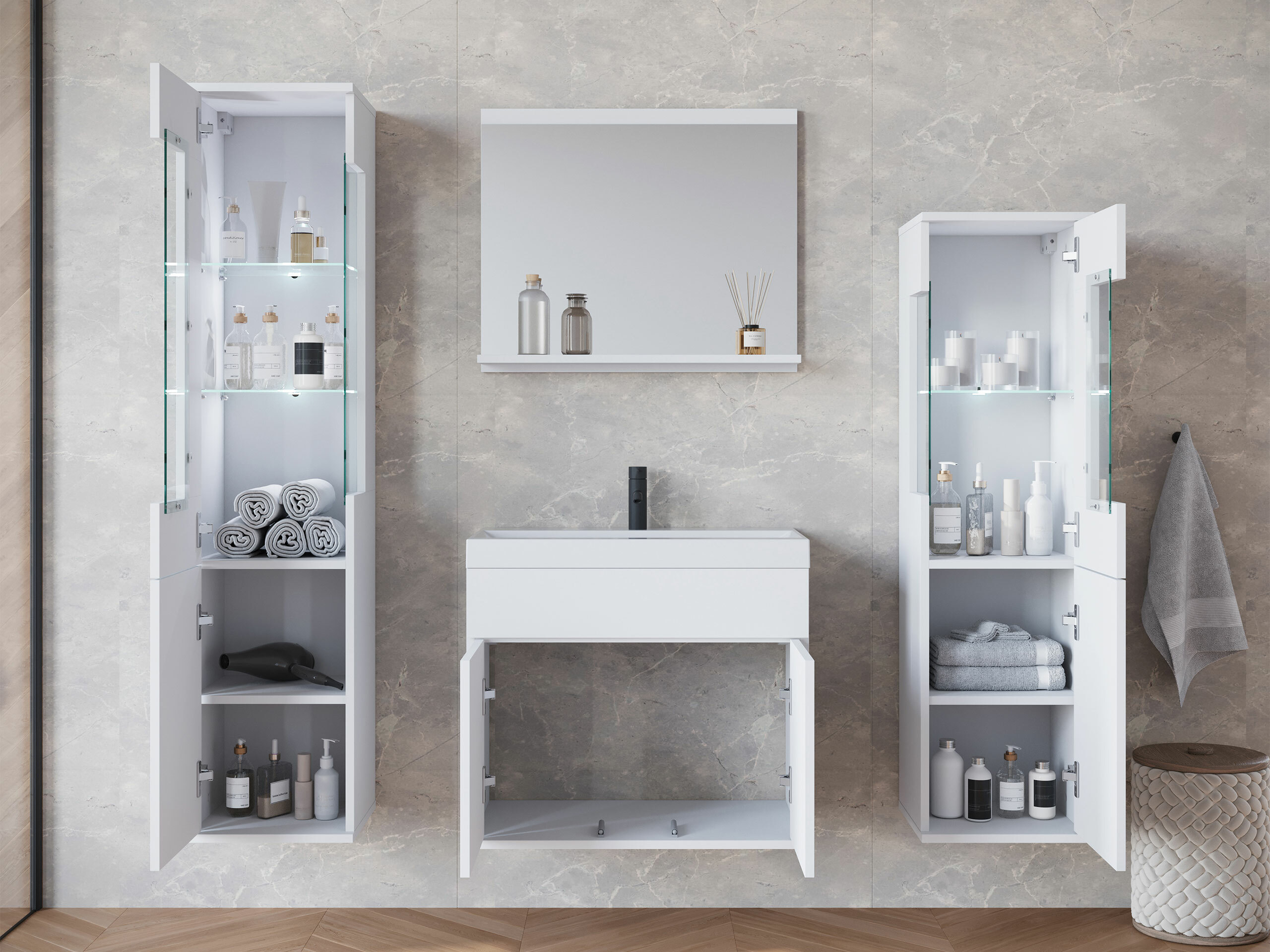 Kopalniški komplet Sarasota 194 (Bela + Sijaj bela)