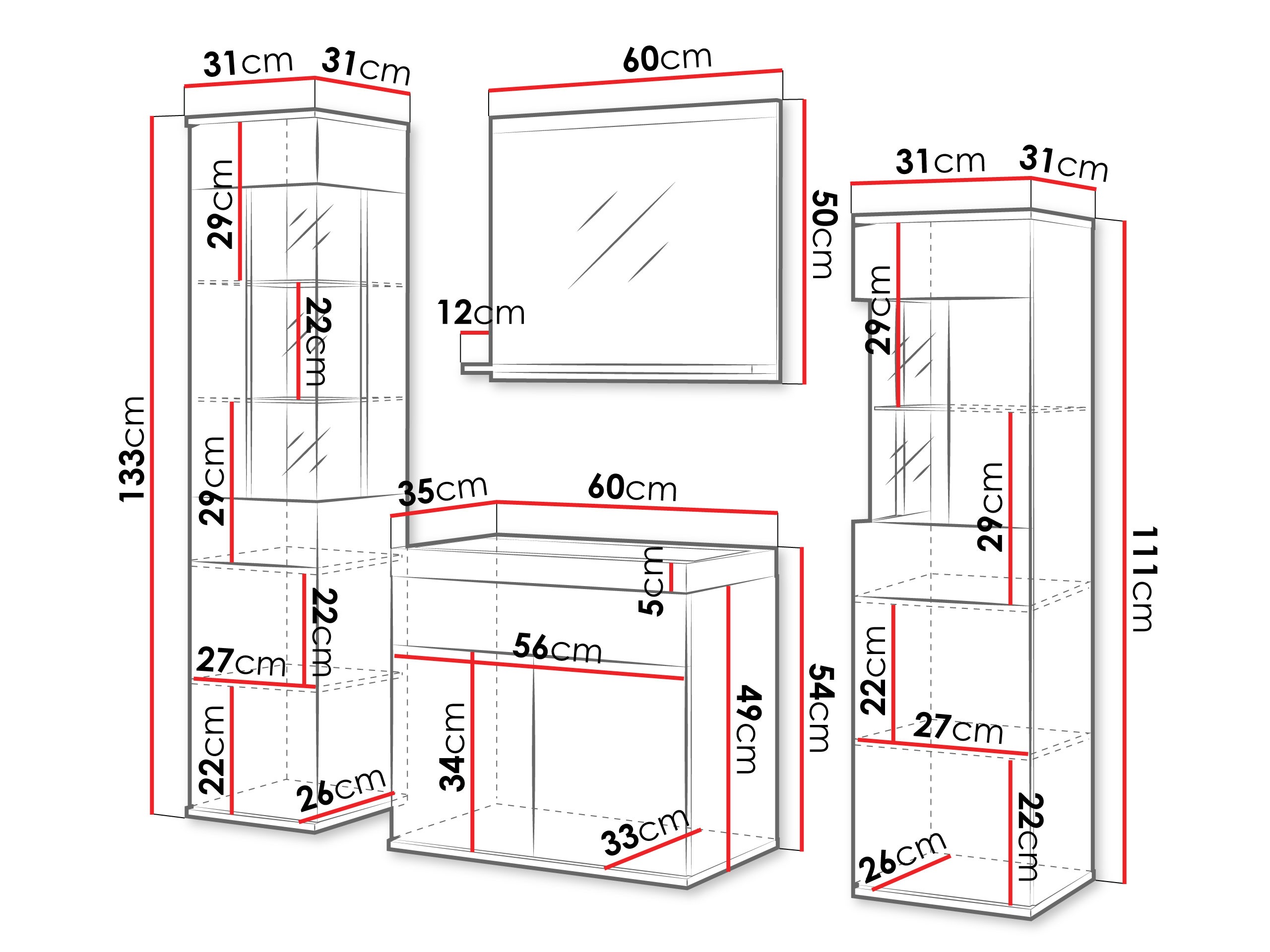 Kopalniški komplet Sarasota 194 (Bela + Sijaj bela)