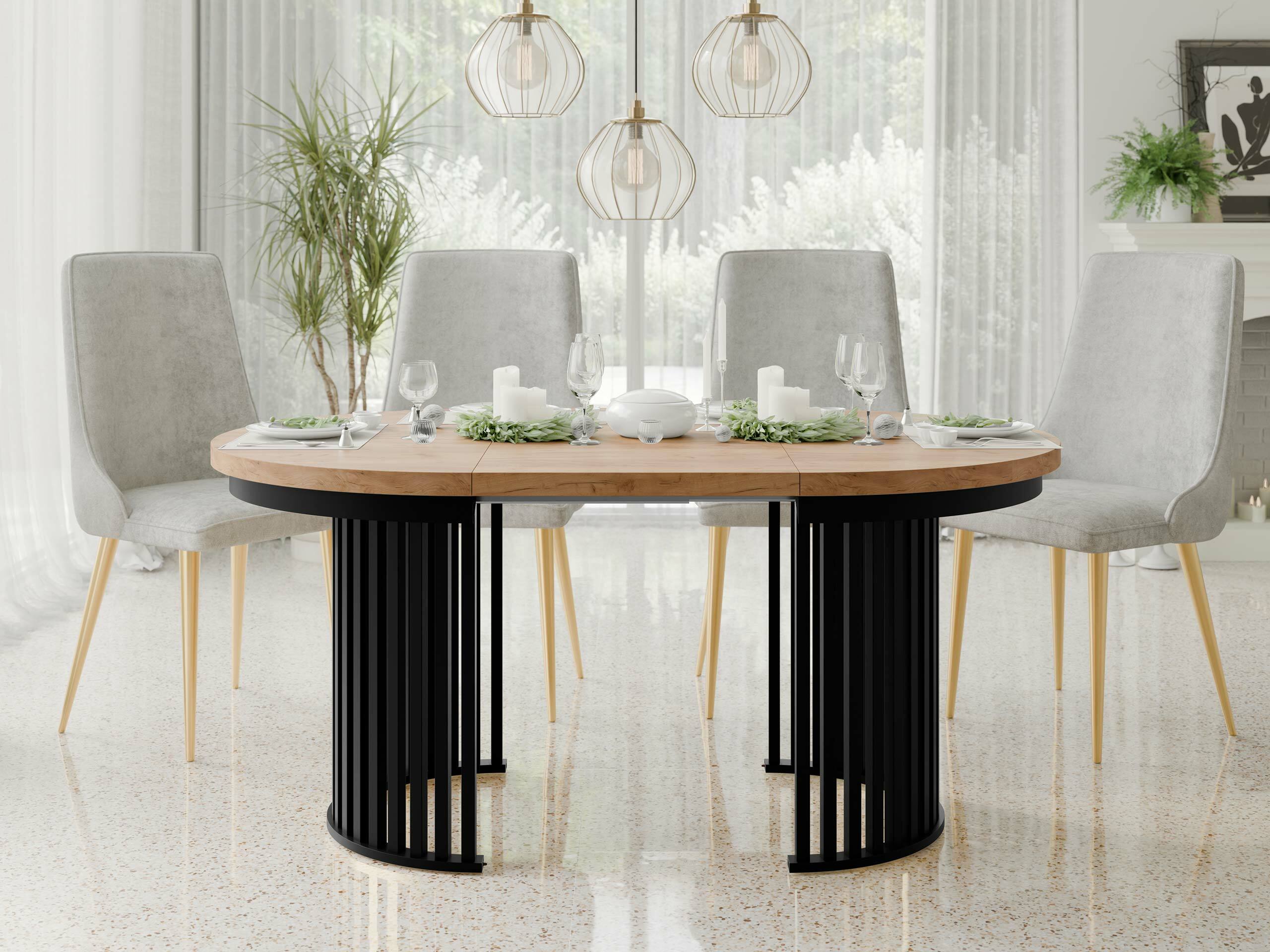 Miza Racine 145 (Craft zlati hrast + Črna)