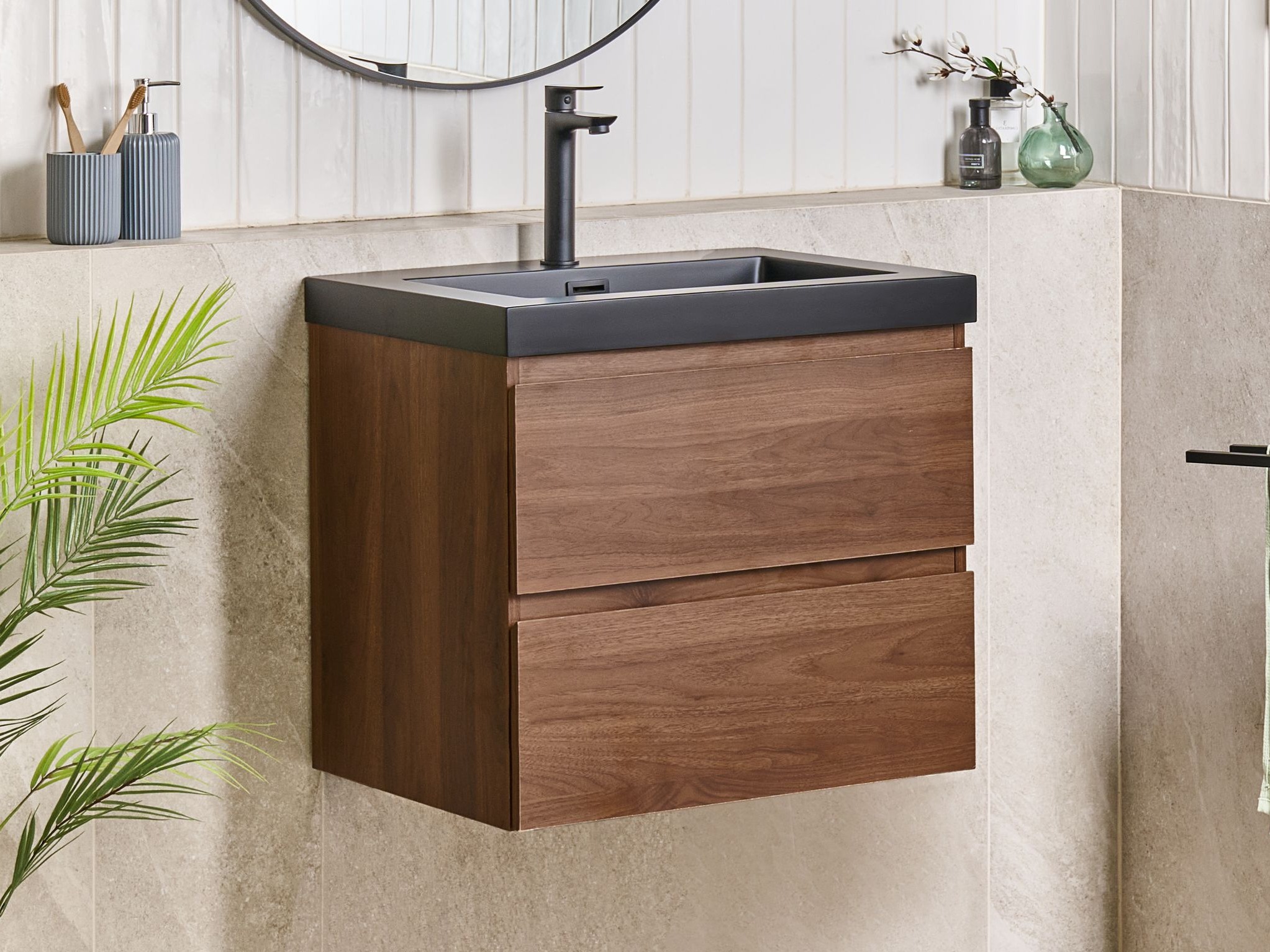 Viseča kopalniška omarica za umivalnik Berwyn 2872 (Temno rjava)