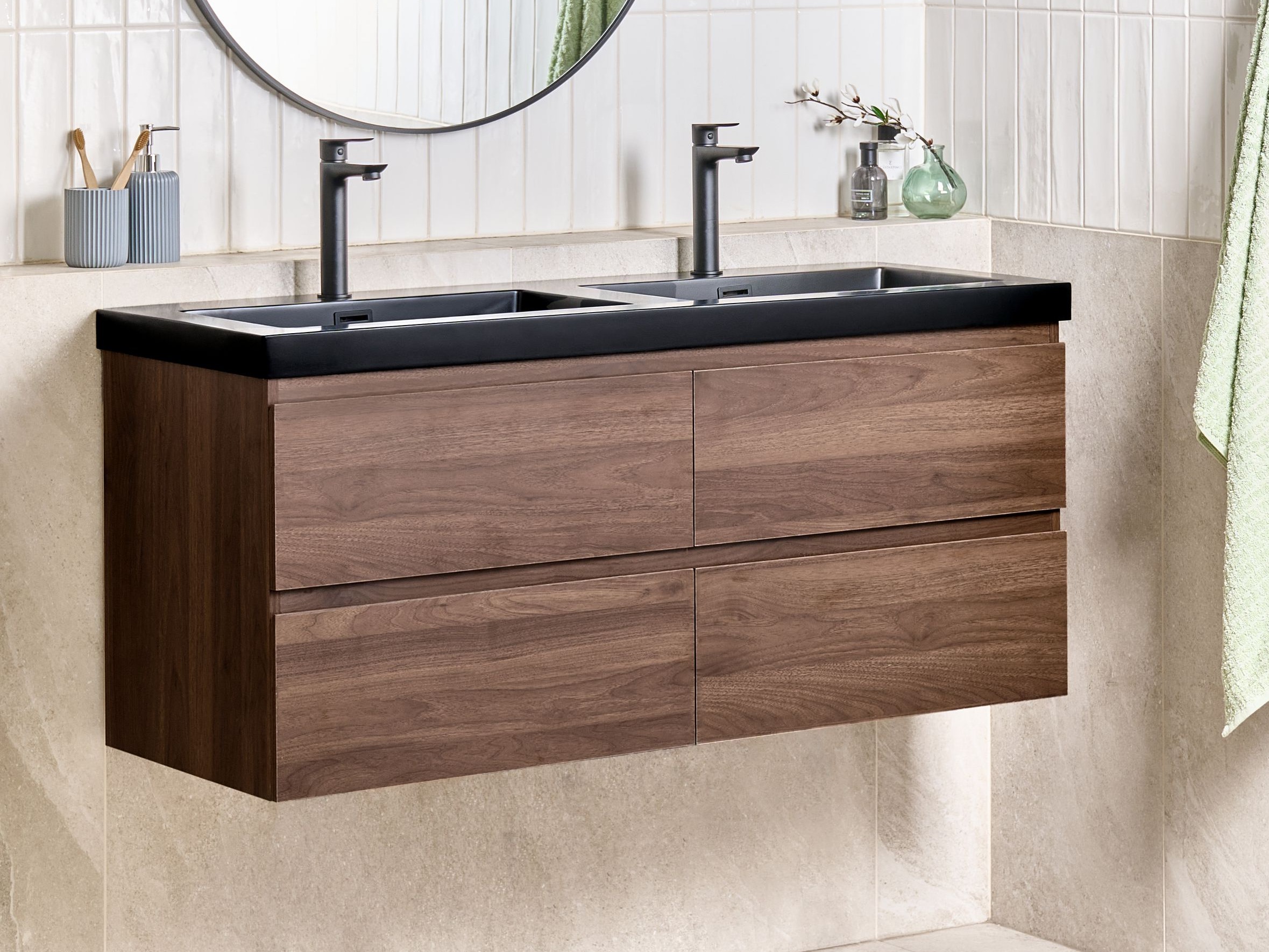 Viseča kopalniška omarica za umivalnik Berwyn 2873 (Temno rjava)