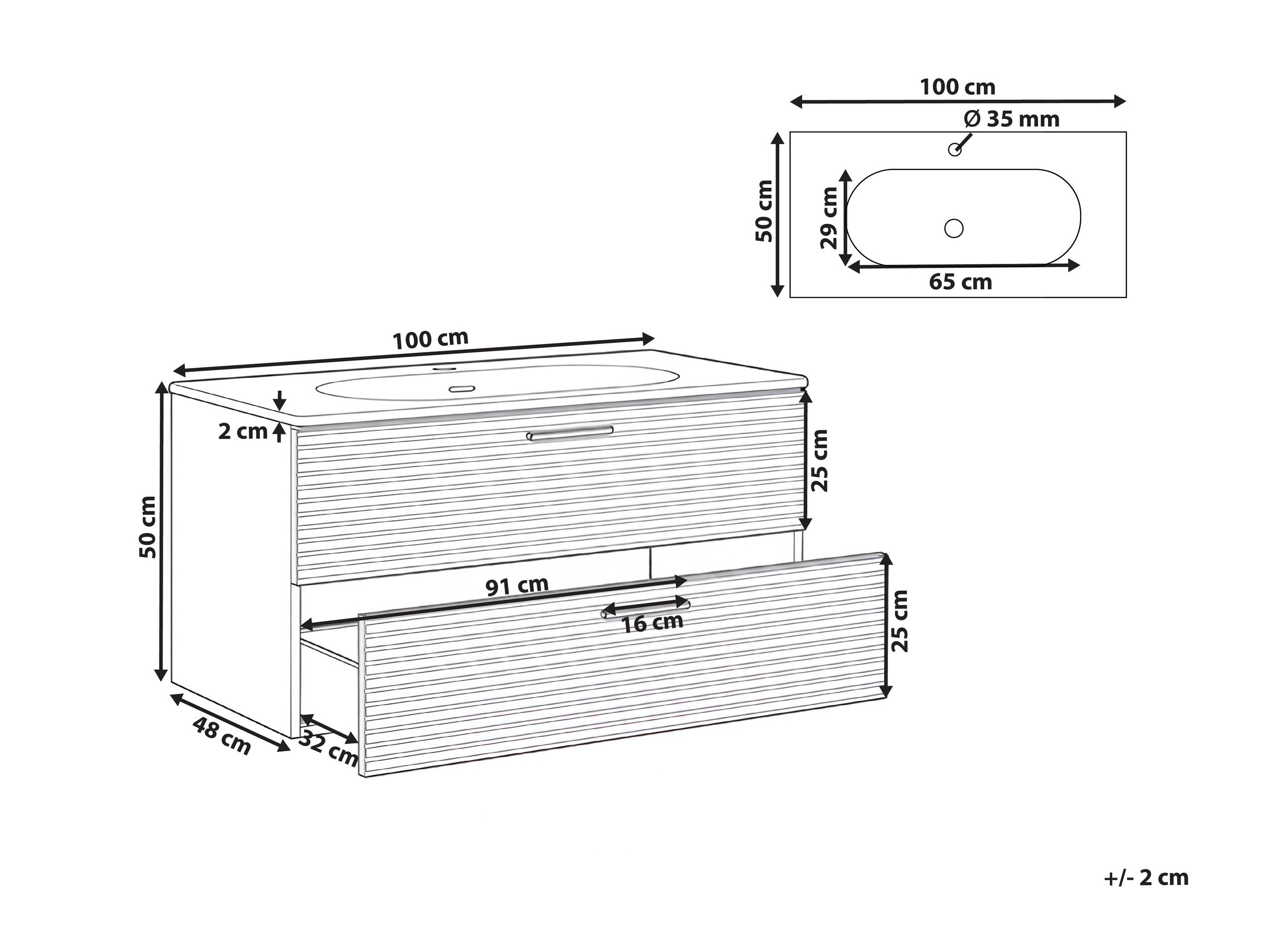 Viseča kopalniška omarica za umivalnik Berwyn 2874