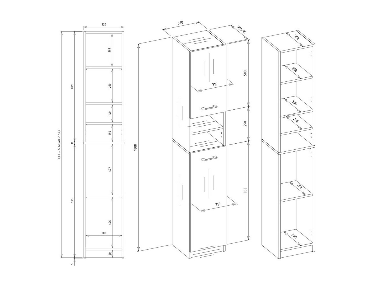 Prostostoječa Kopalniška omarica Mandeville 152 (Antracit + Artisan hrast)