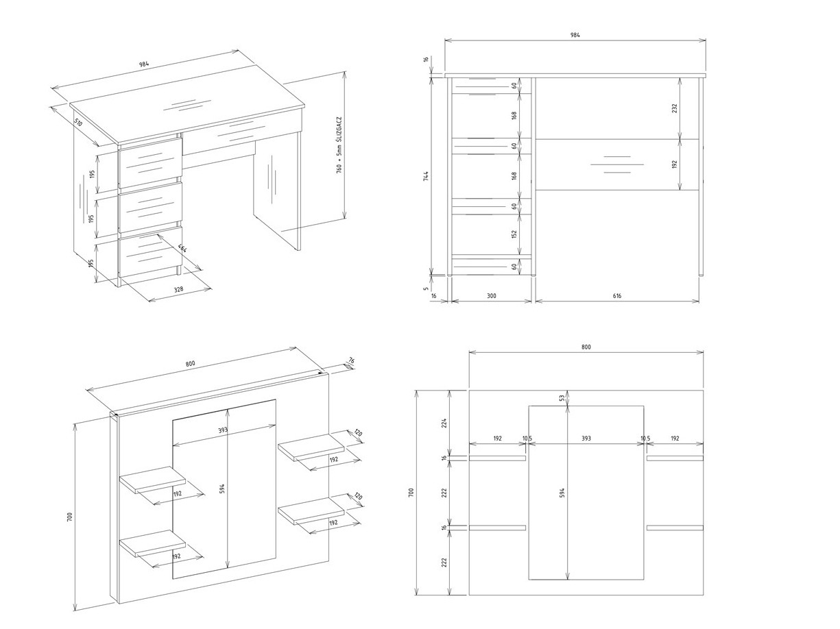 Toaletna mizica Mandeville 351 (Levo)