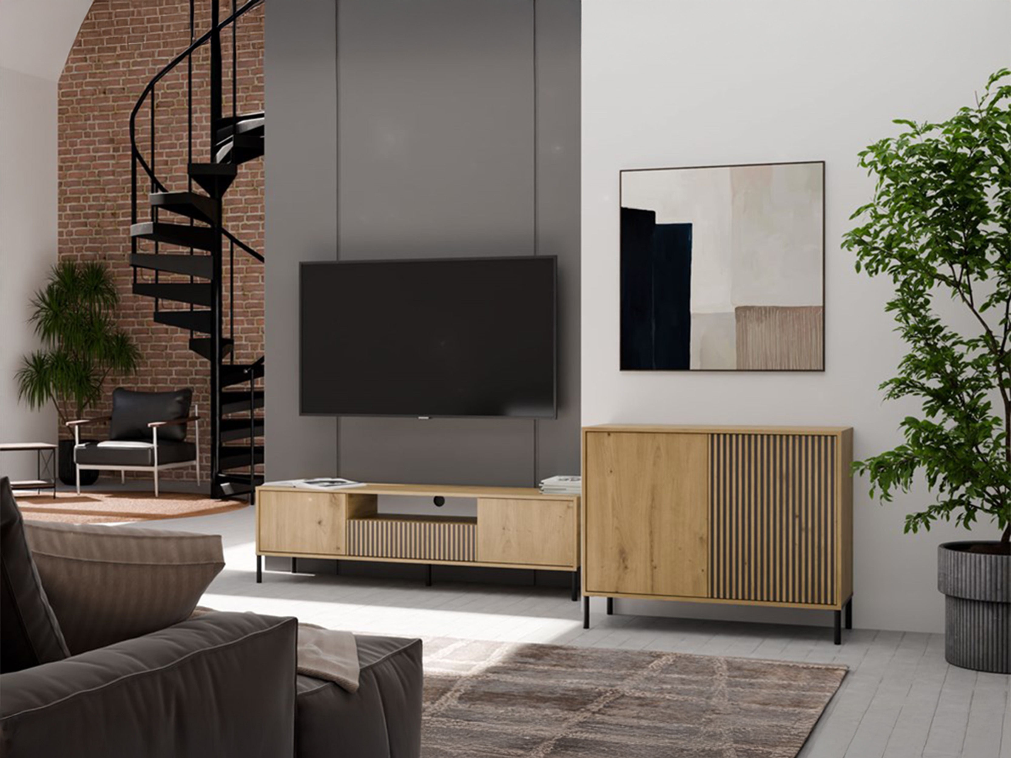 Omarica Orlsone 109 (Artisan hrast + Črna)