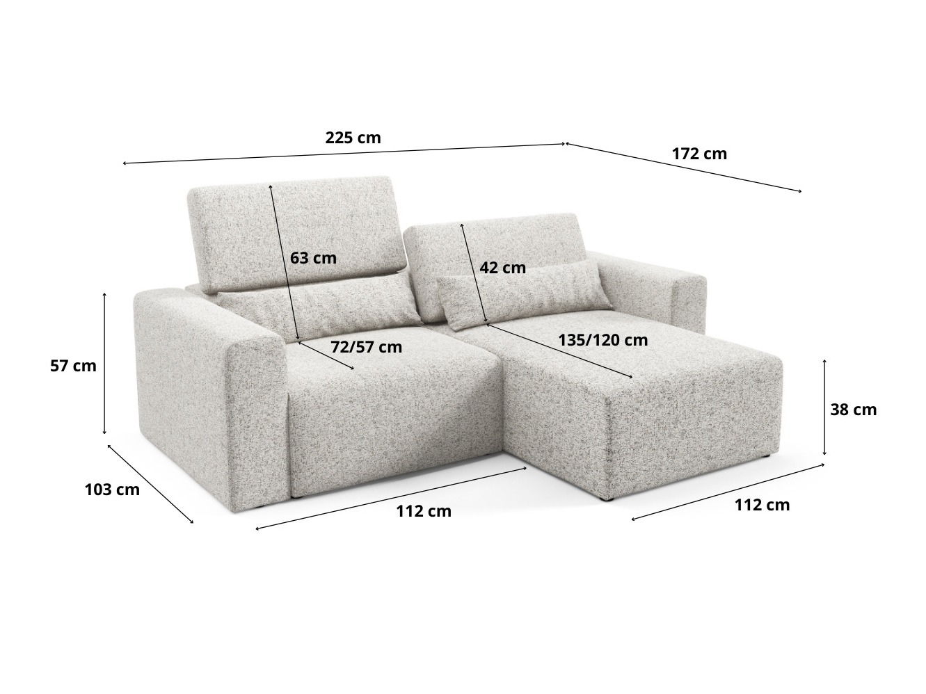 Modularna kotna sedežna garnitura Virorle 105 (Puente 03)