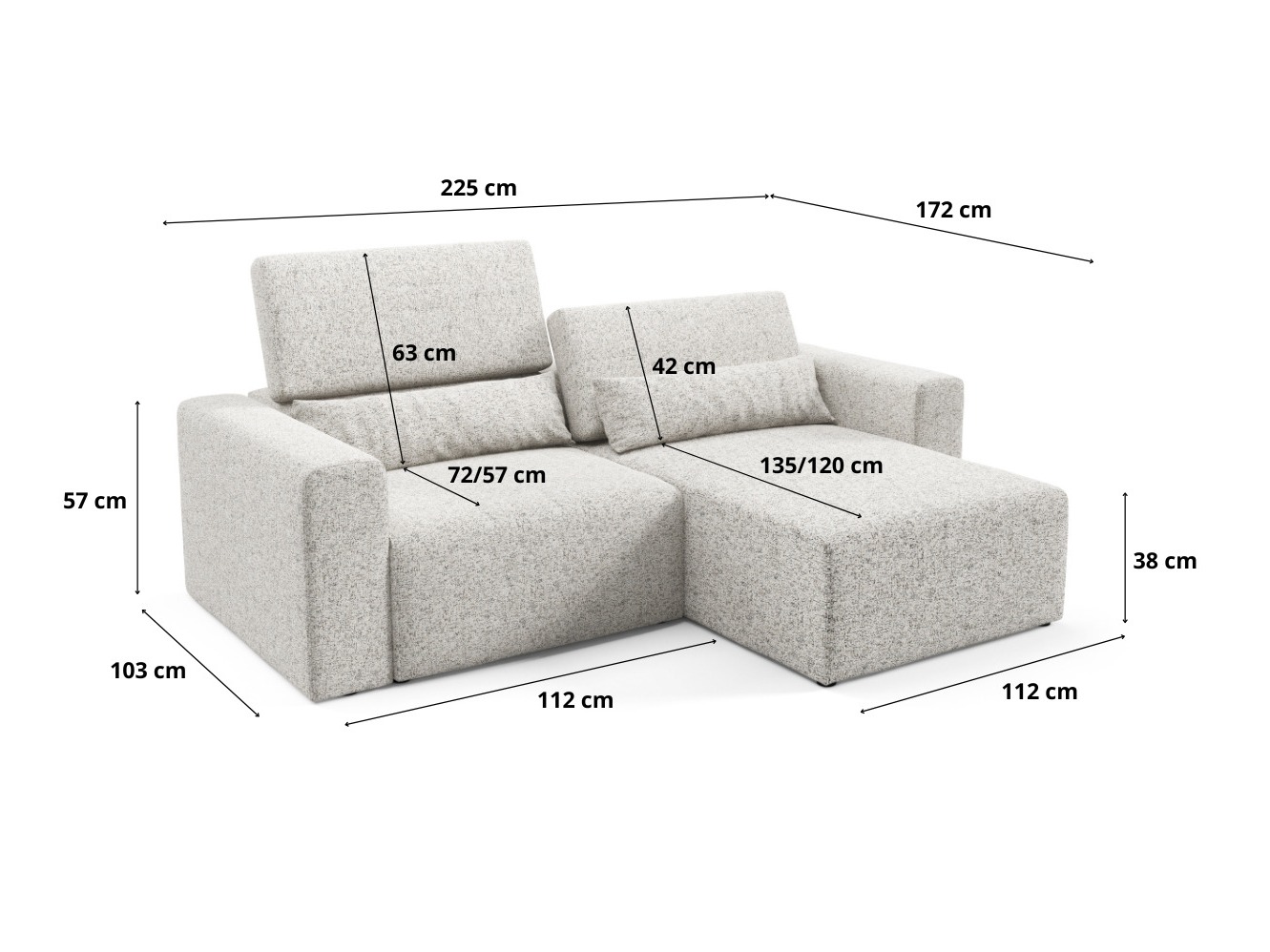 Modularna kotna sedežna garnitura Virorle 105 (Puente 52)