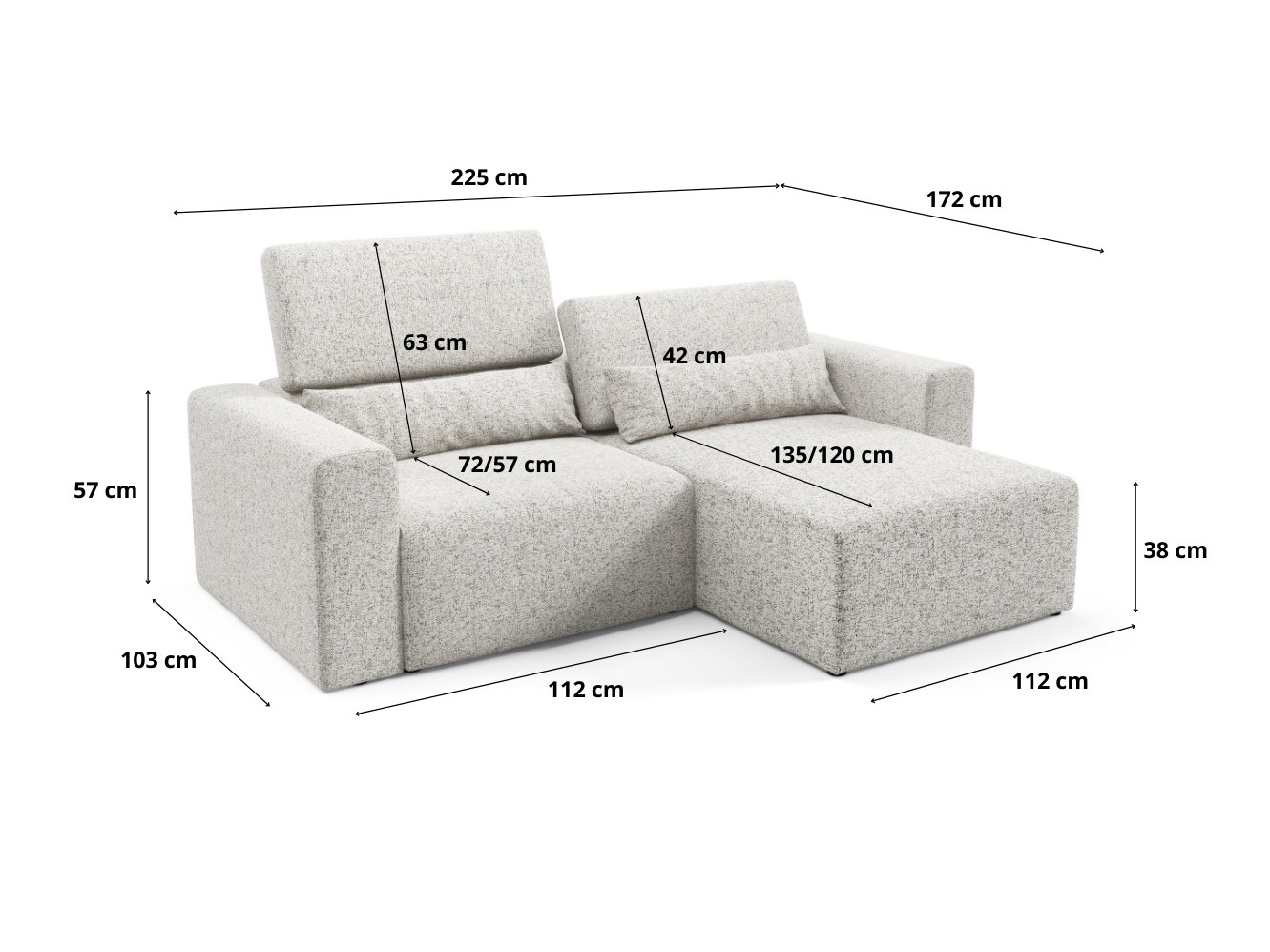Modularna kotna sedežna garnitura Virorle 105 (Puente 80)