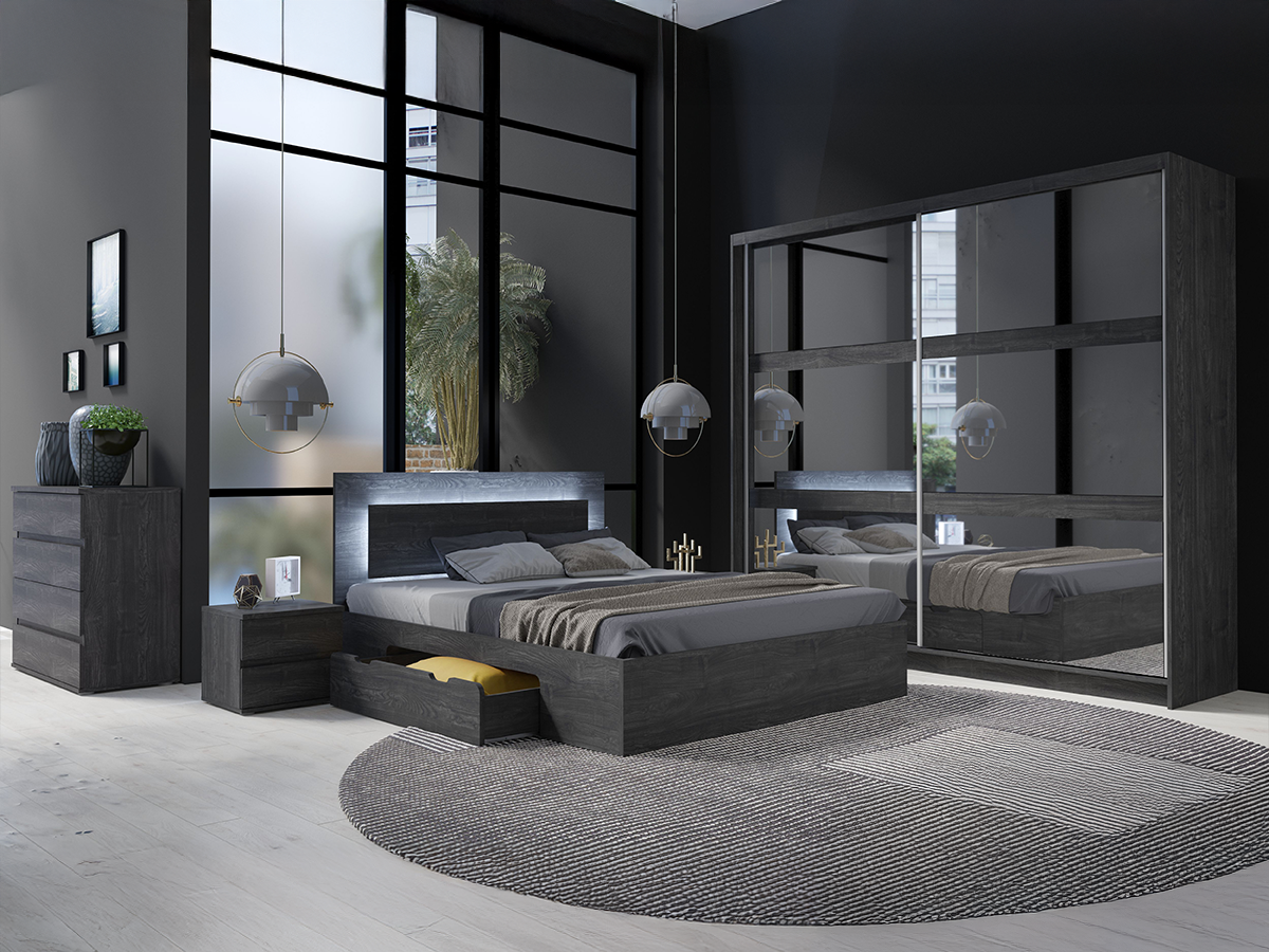 Komplet spalnic Fivnola 104 (Črni pepel)