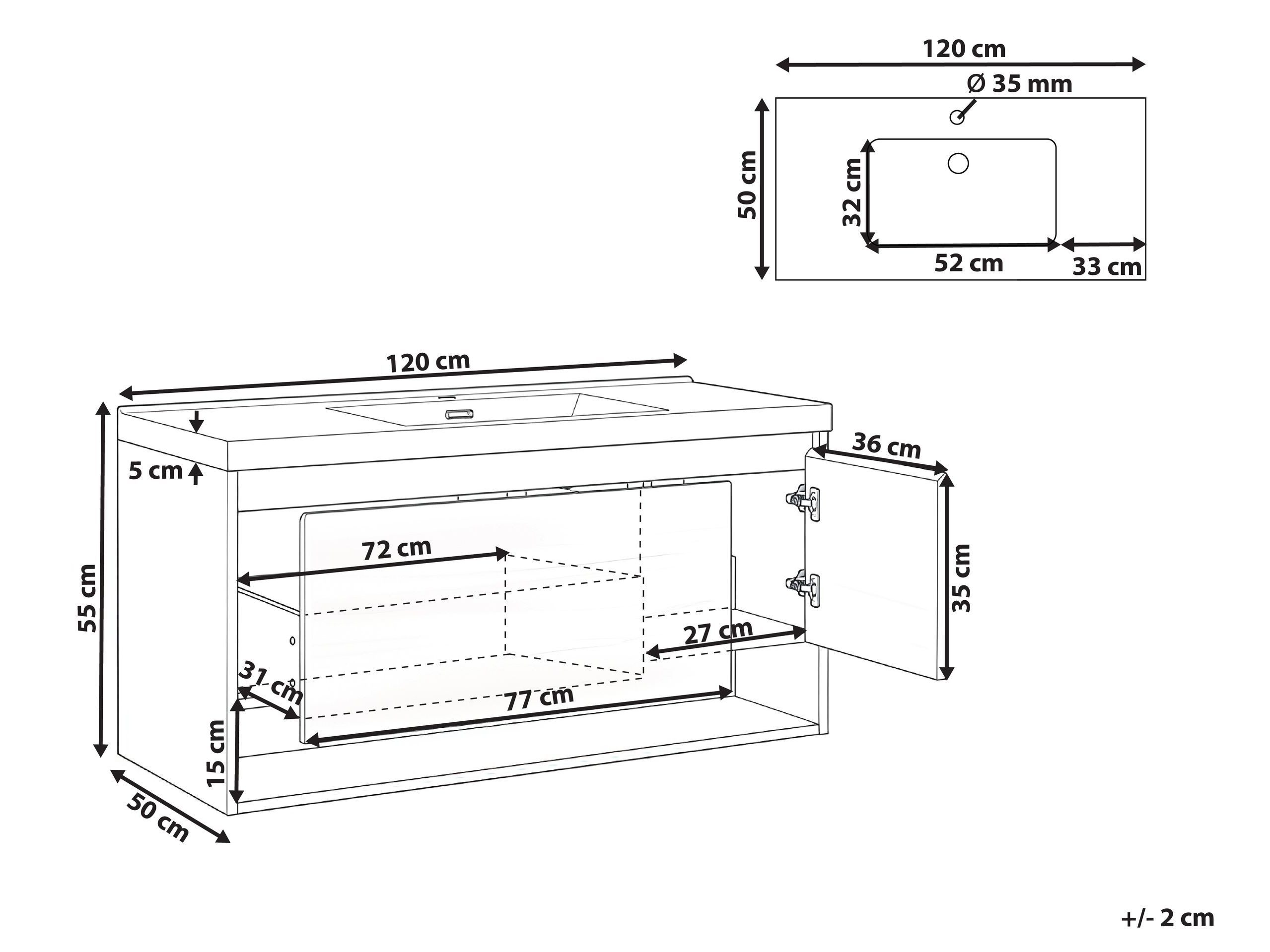 Viseča kopalniška omarica za umivalnik Berwyn 2898