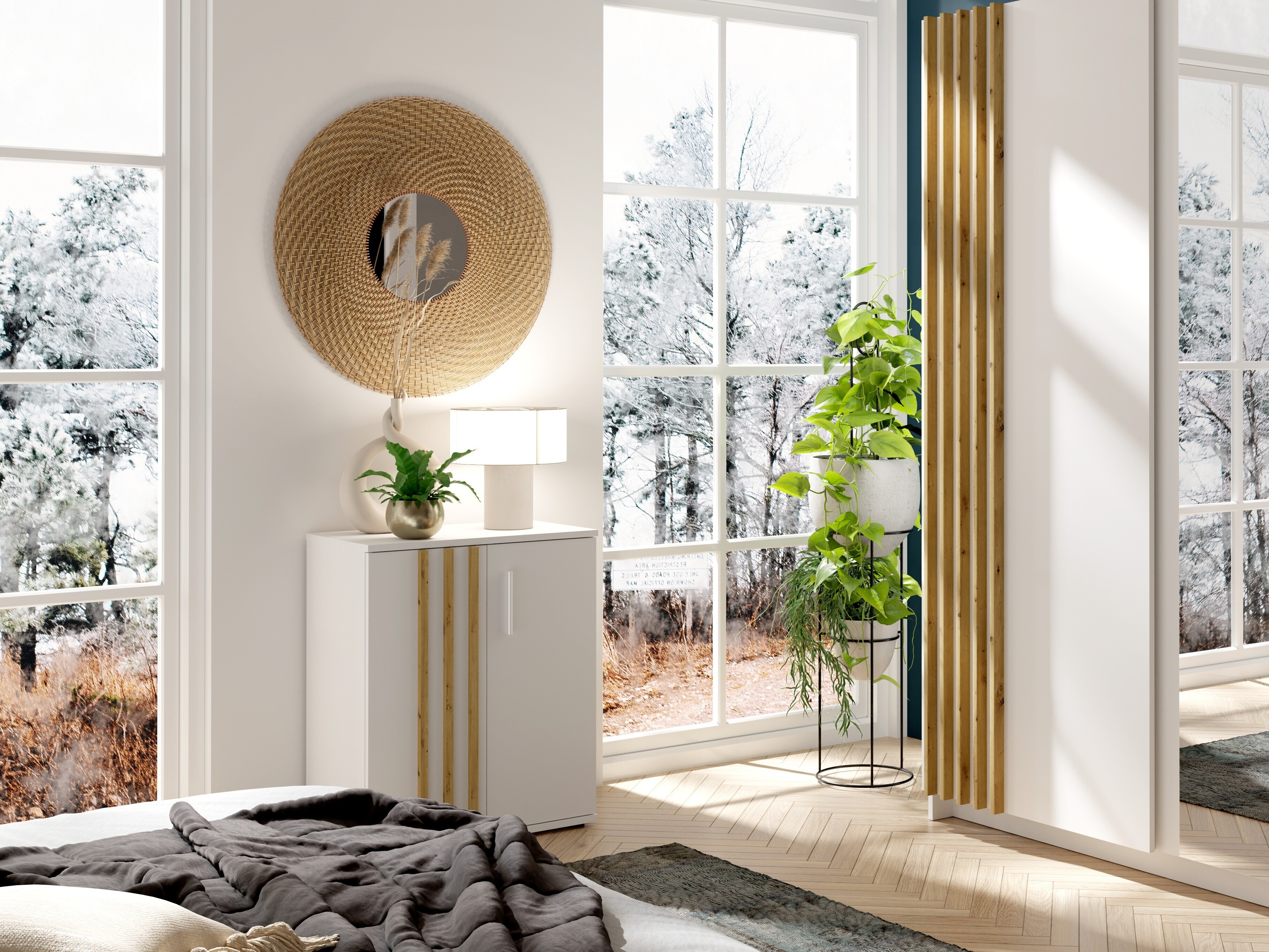 Komoda Baytown 158 (Bela + Artisan hrast)