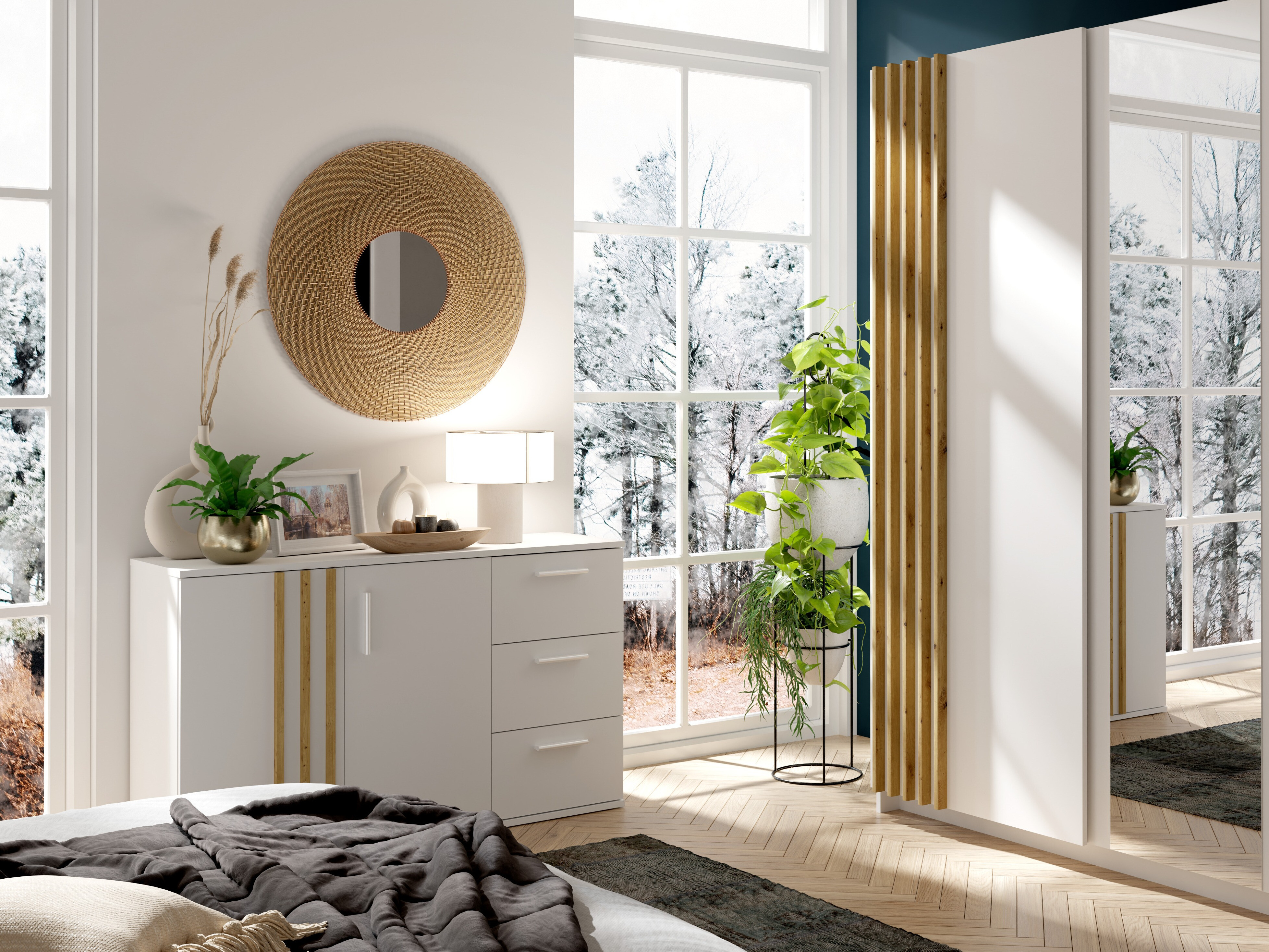 Komoda Baytown 160 (Bela + Artisan hrast)