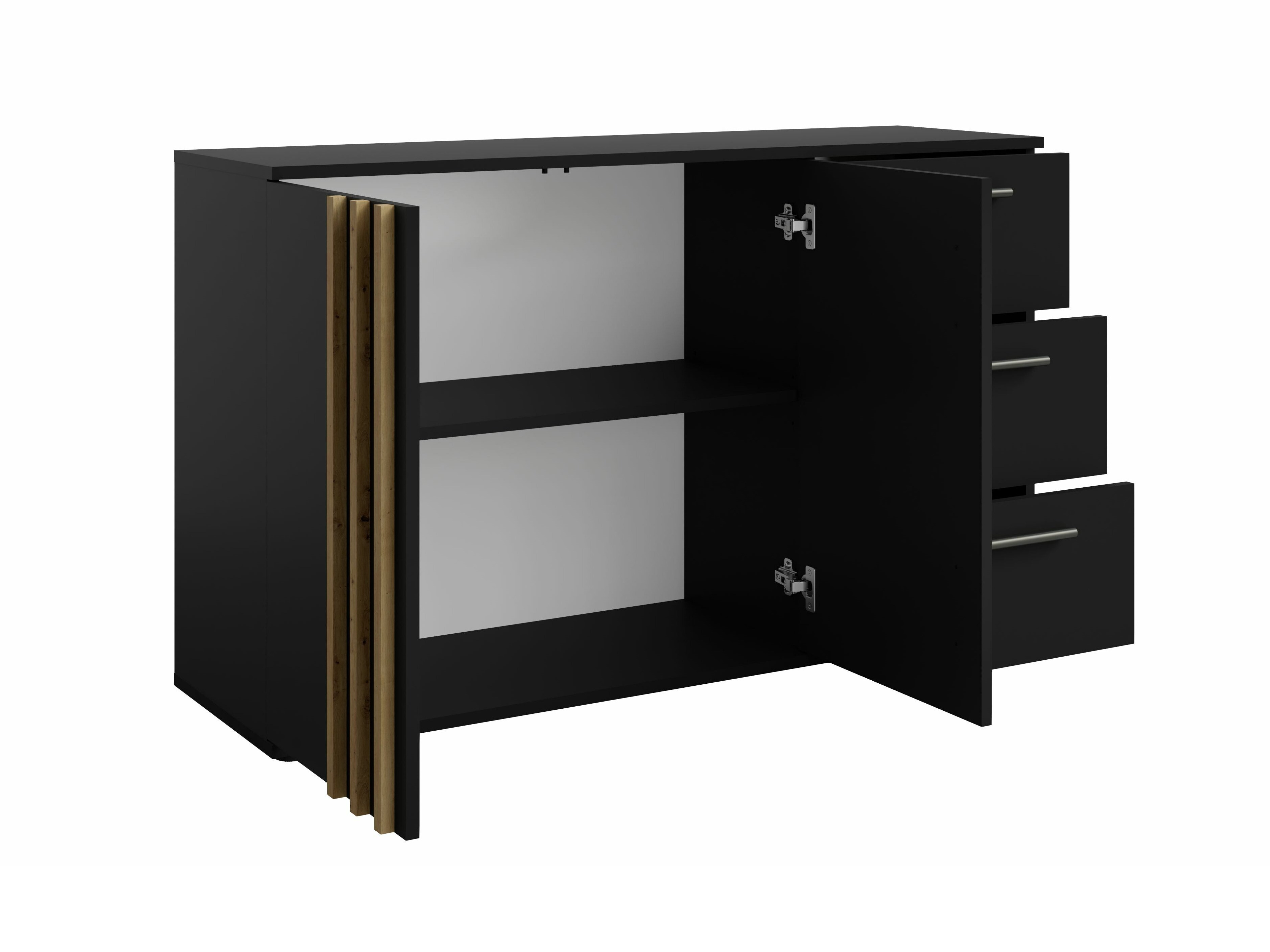 Komoda Baytown 160 (Črna + Artisan hrast)