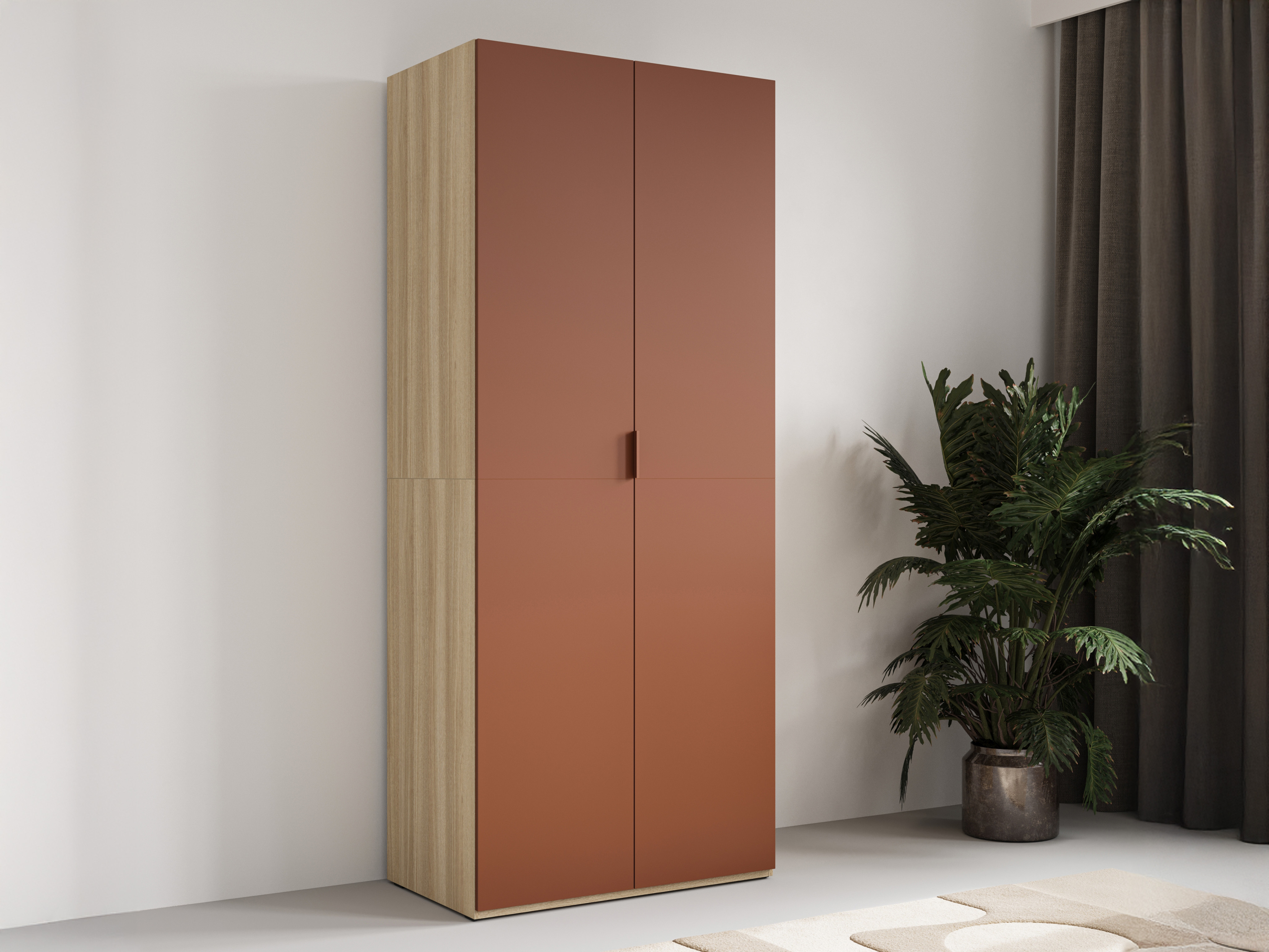 Garderobna omara Austin 387 (Oranžna + Hrast)