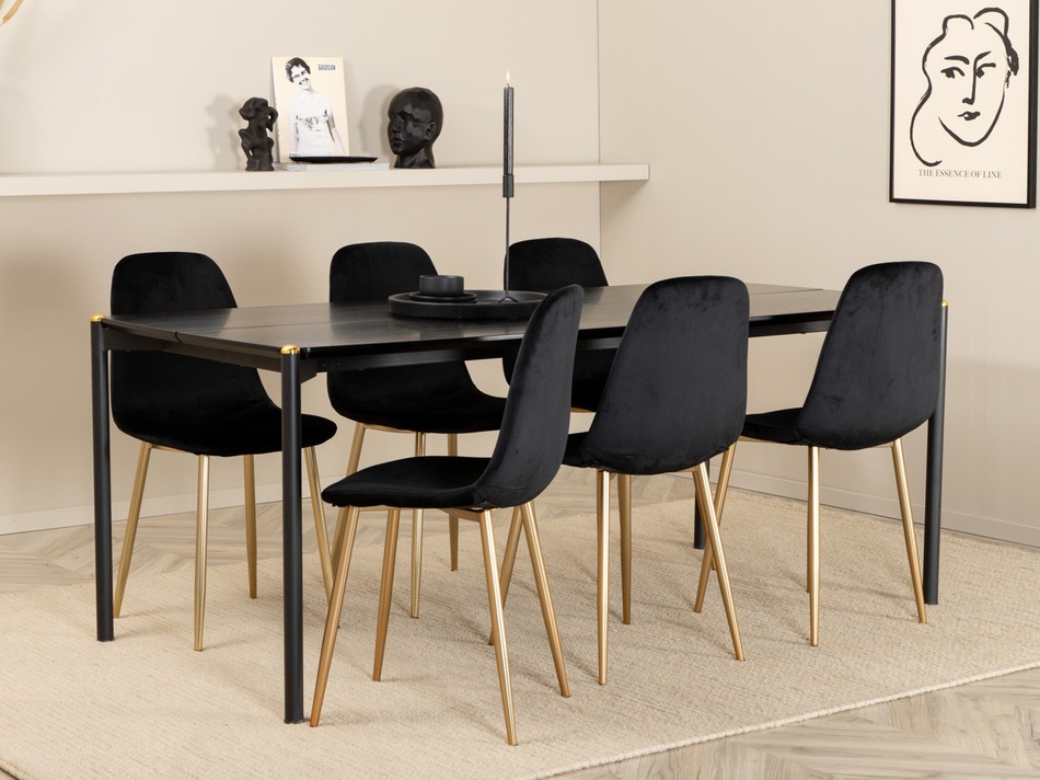 Jedilniški komplet Dallas 5016 (Črna + Zlata)