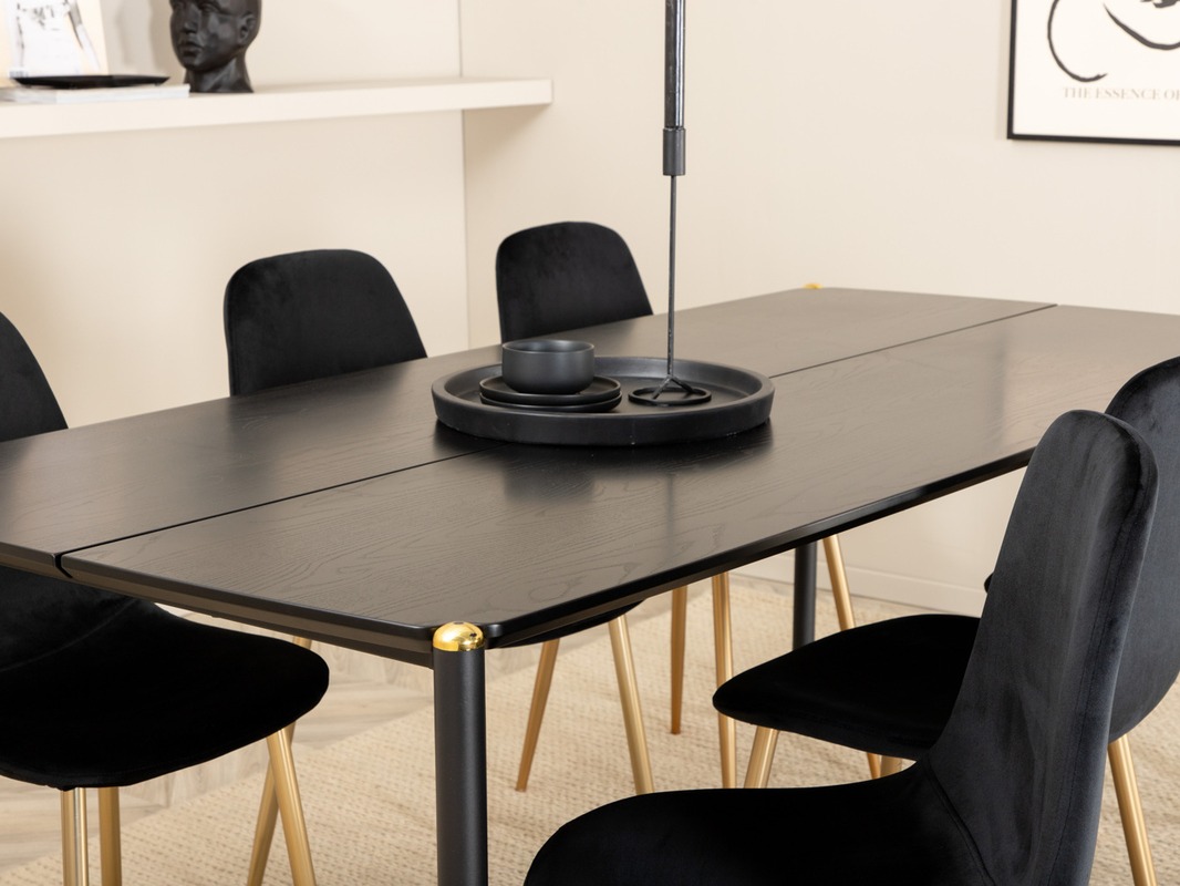 Jedilniški komplet Dallas 5016 (Črna + Zlata)