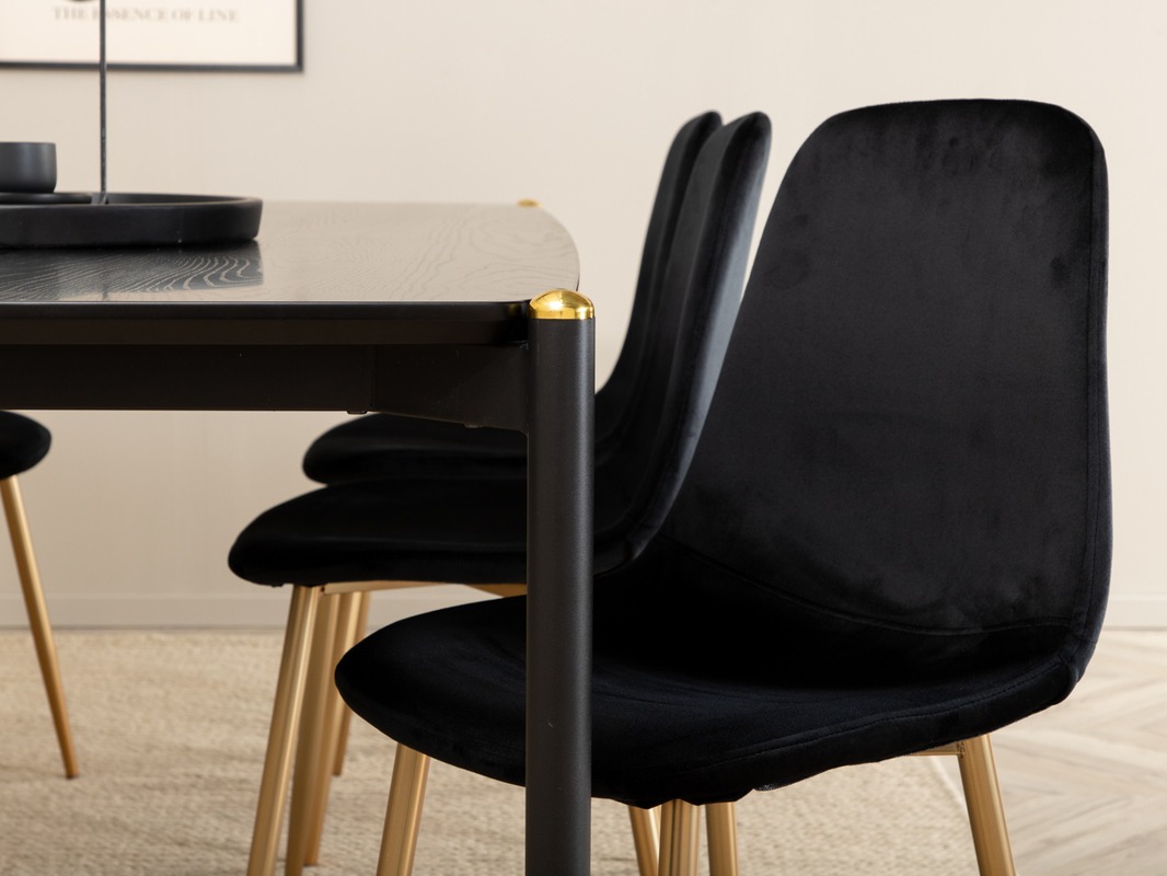 Jedilniški komplet Dallas 5016 (Črna + Zlata)