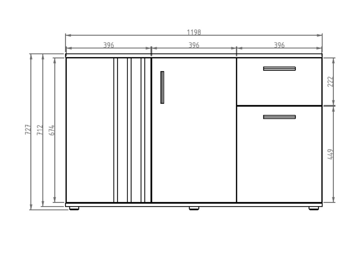 Komoda Baytown 159 (Črna + Artisan hrast)