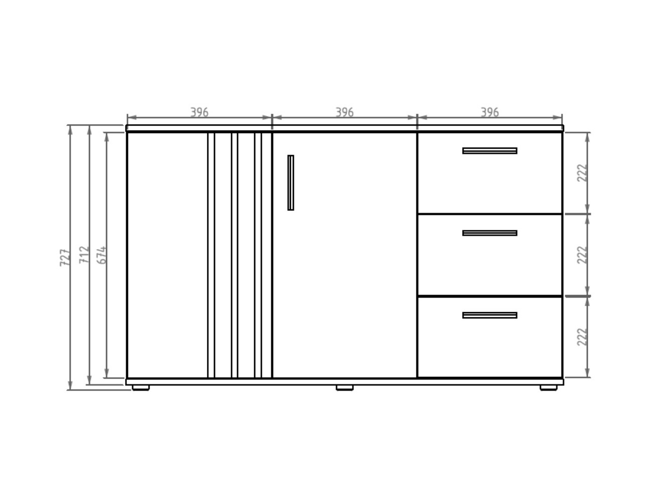 Komoda Baytown 160 (Bela + Artisan hrast)