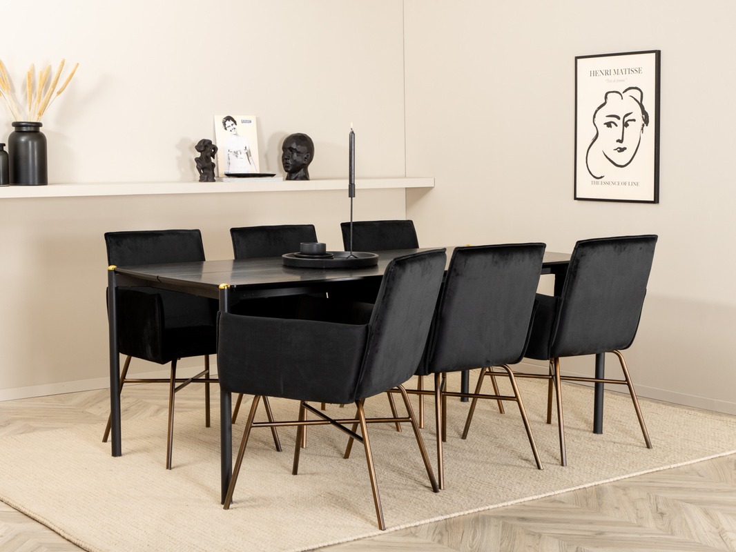 Jedilniški komplet Dallas 5034 (Črna + Baker)