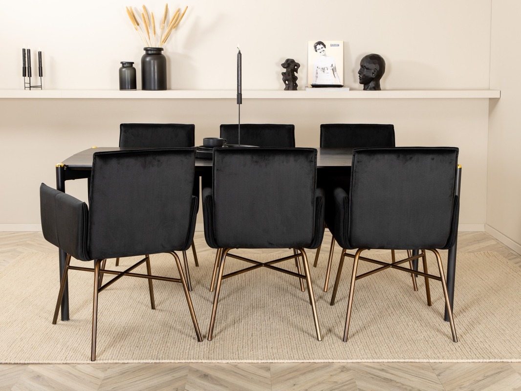 Jedilniški komplet Dallas 5034 (Črna + Baker)