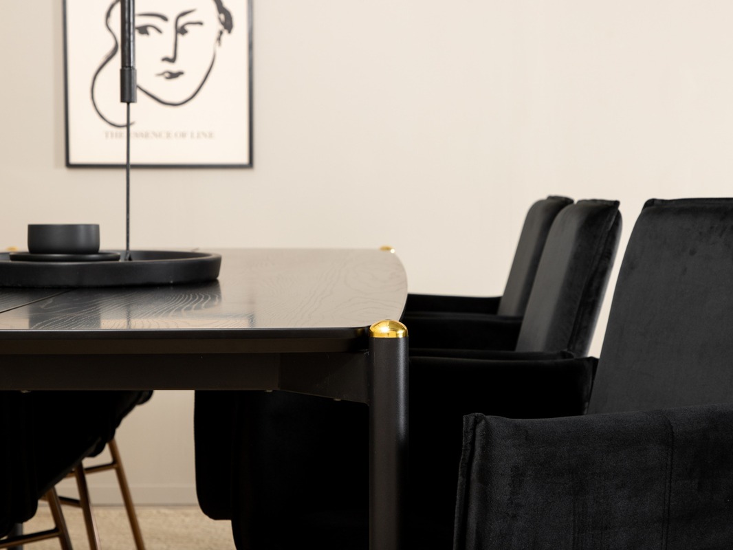 Jedilniški komplet Dallas 5034 (Črna + Baker)