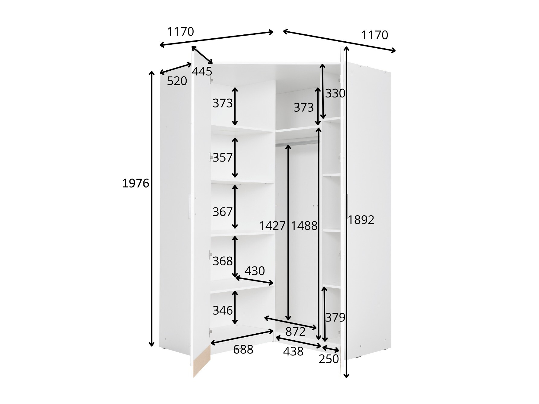 Kotna omara Fioliva 104 (Bela + Sijaj bela)