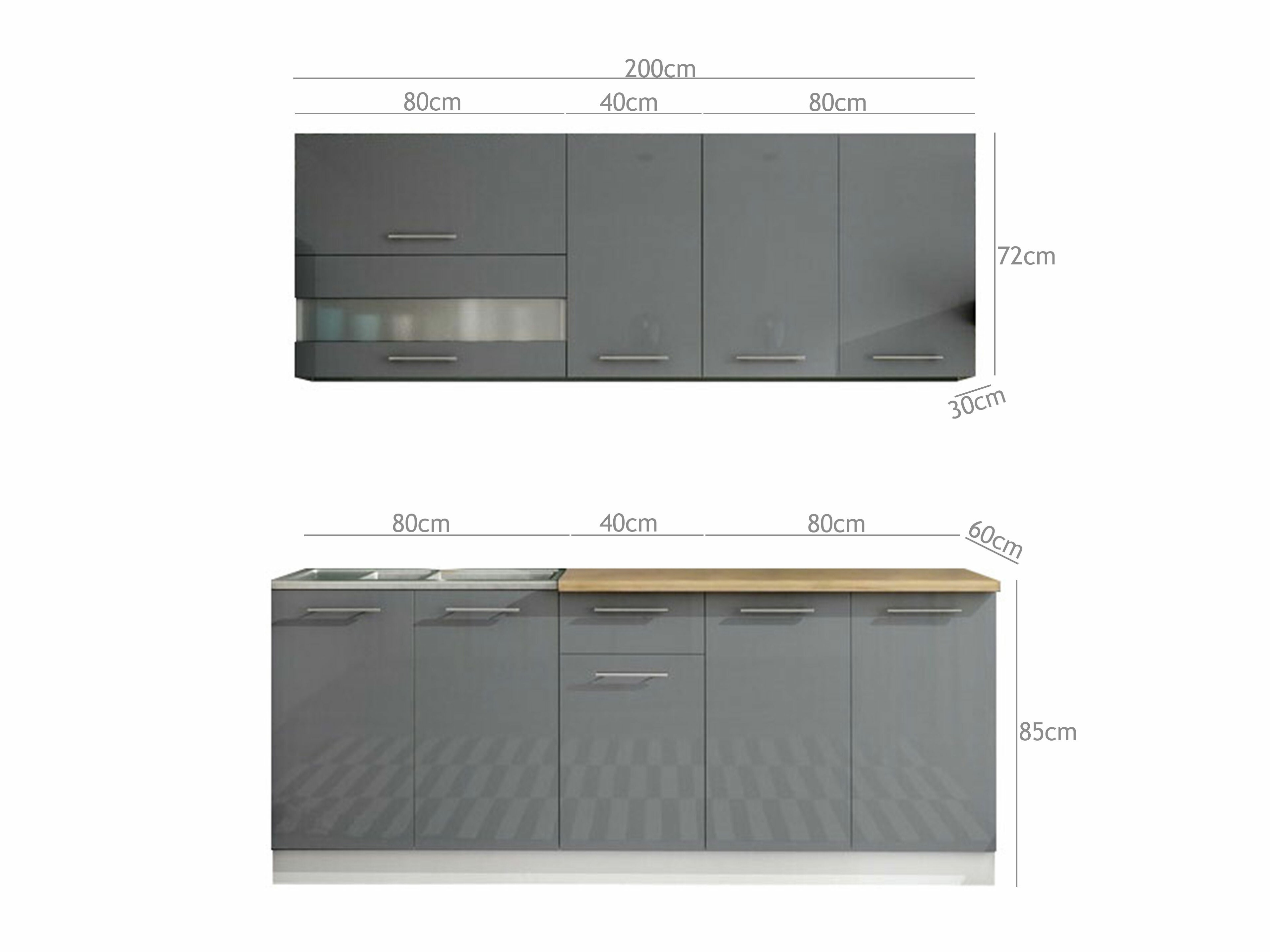 Modularni kuhinjski komplet Tiffa Grey 102