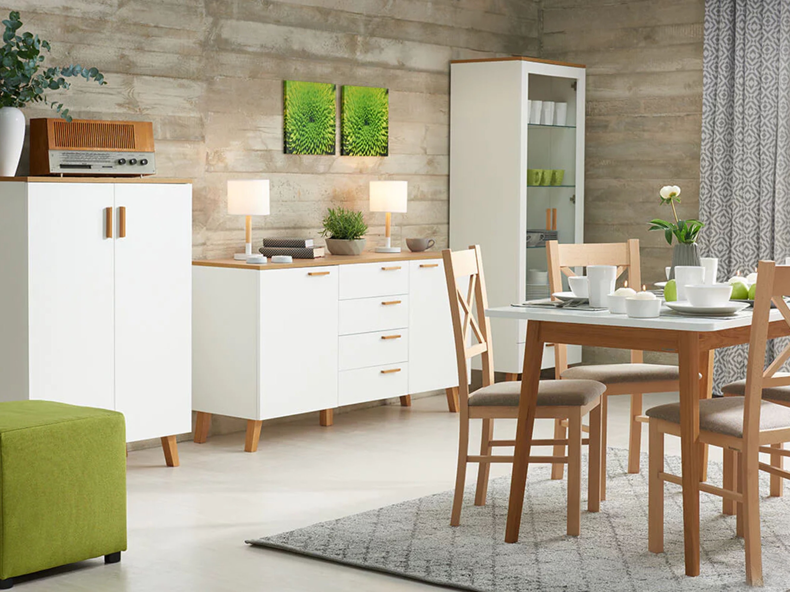 Komoda Fivbeli 100 (Bela + Hrast)